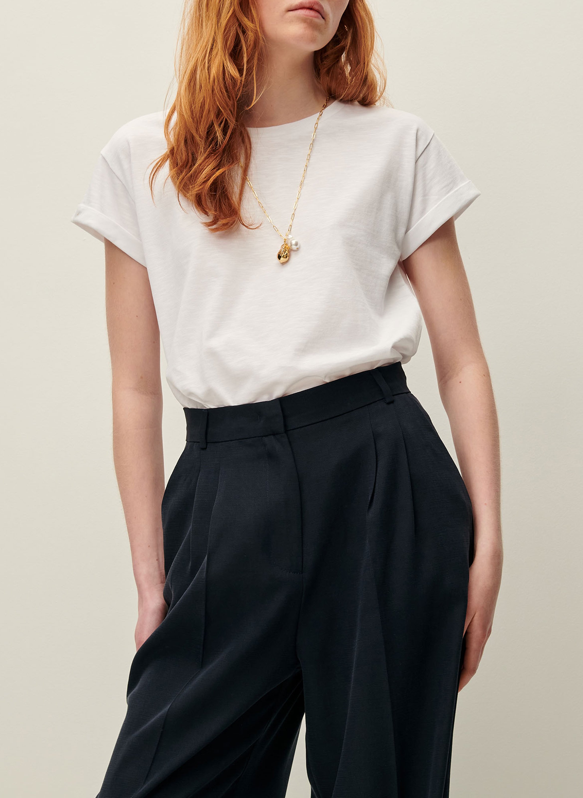 T-shirt met ronde hals | katoenblend SESSUN Wit
