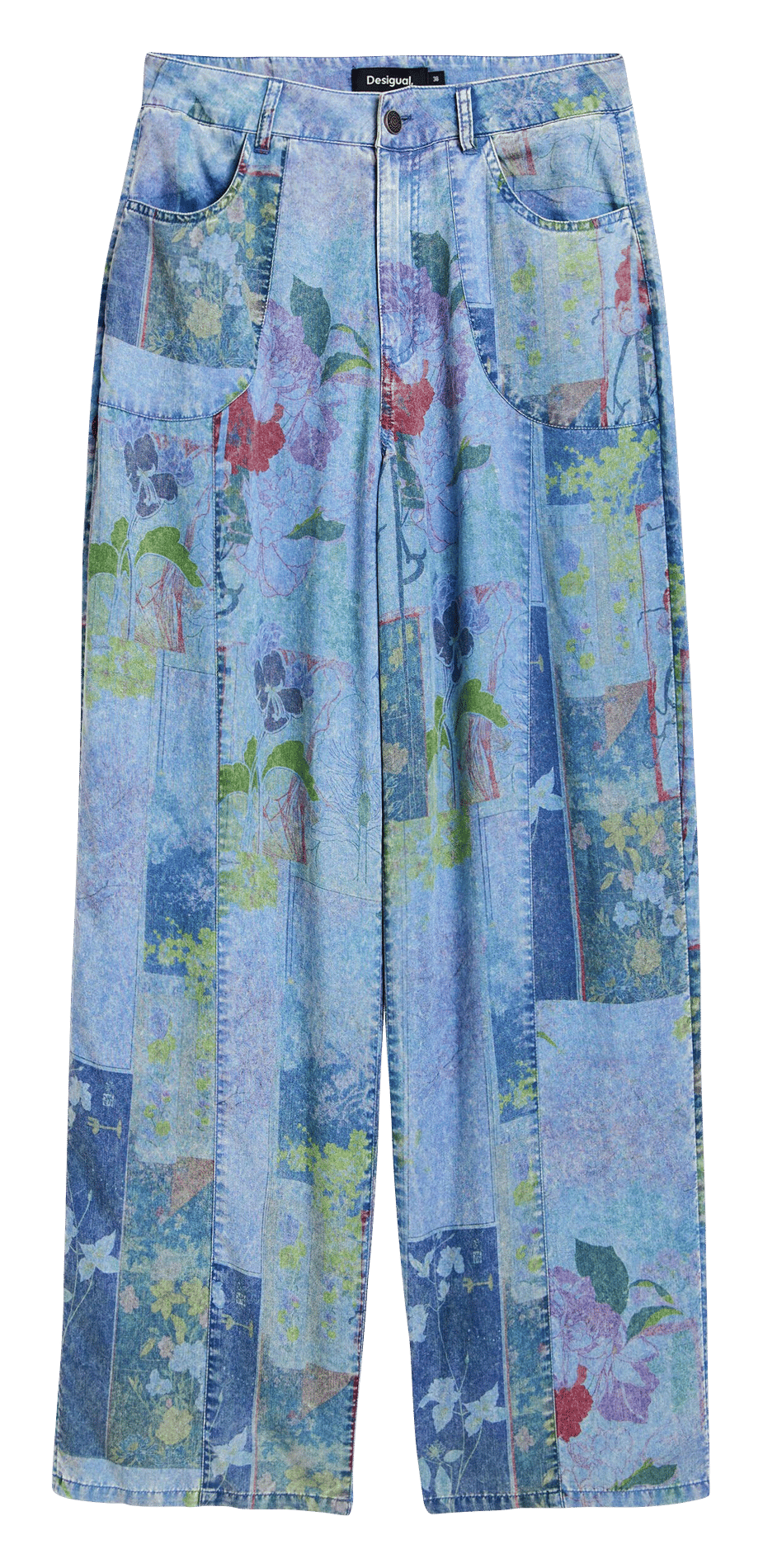 Jean large patchwork DESIGUAL Bleu