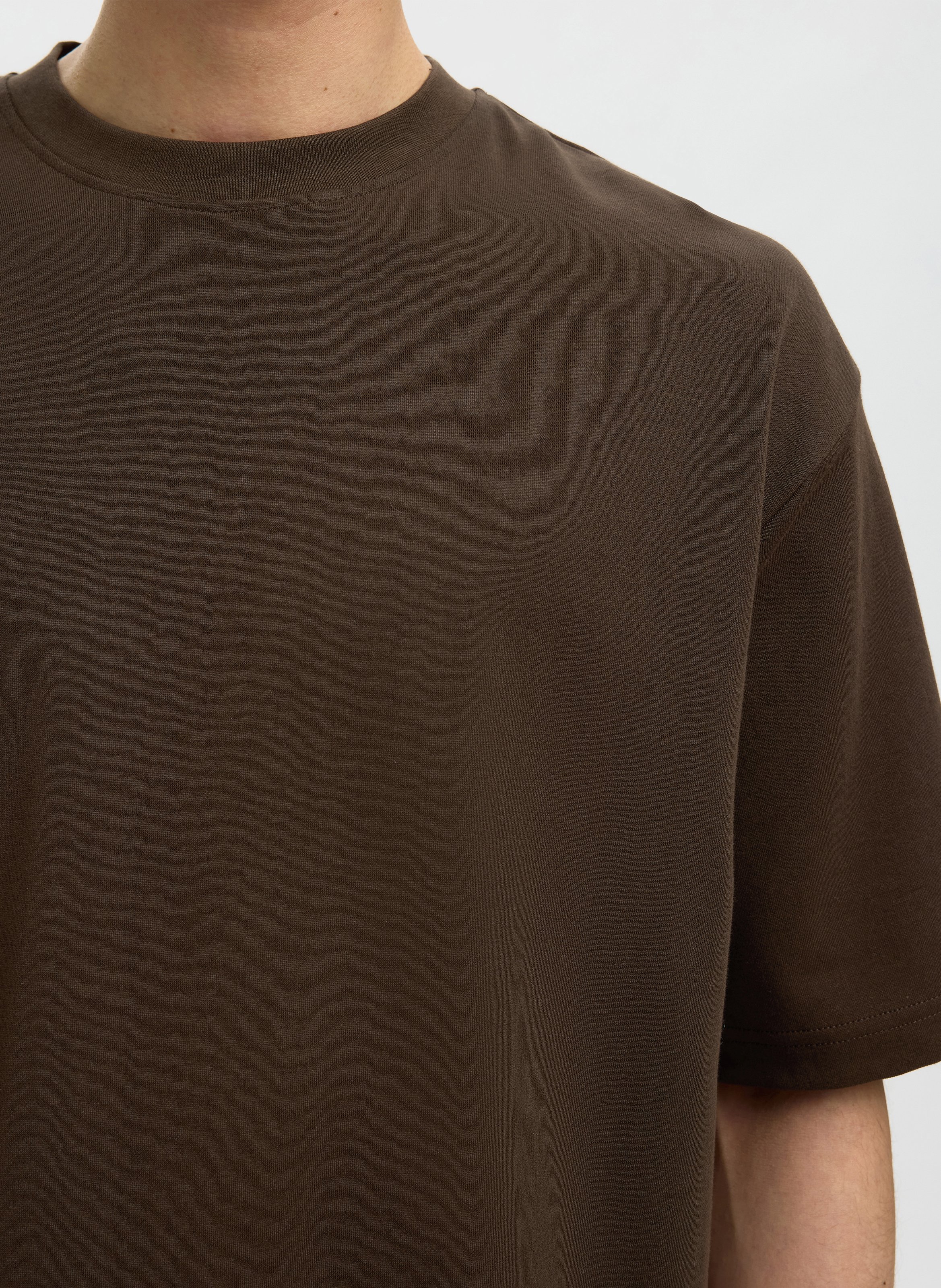 Oversized organic cotton blend t-shirt SELECTED Brown