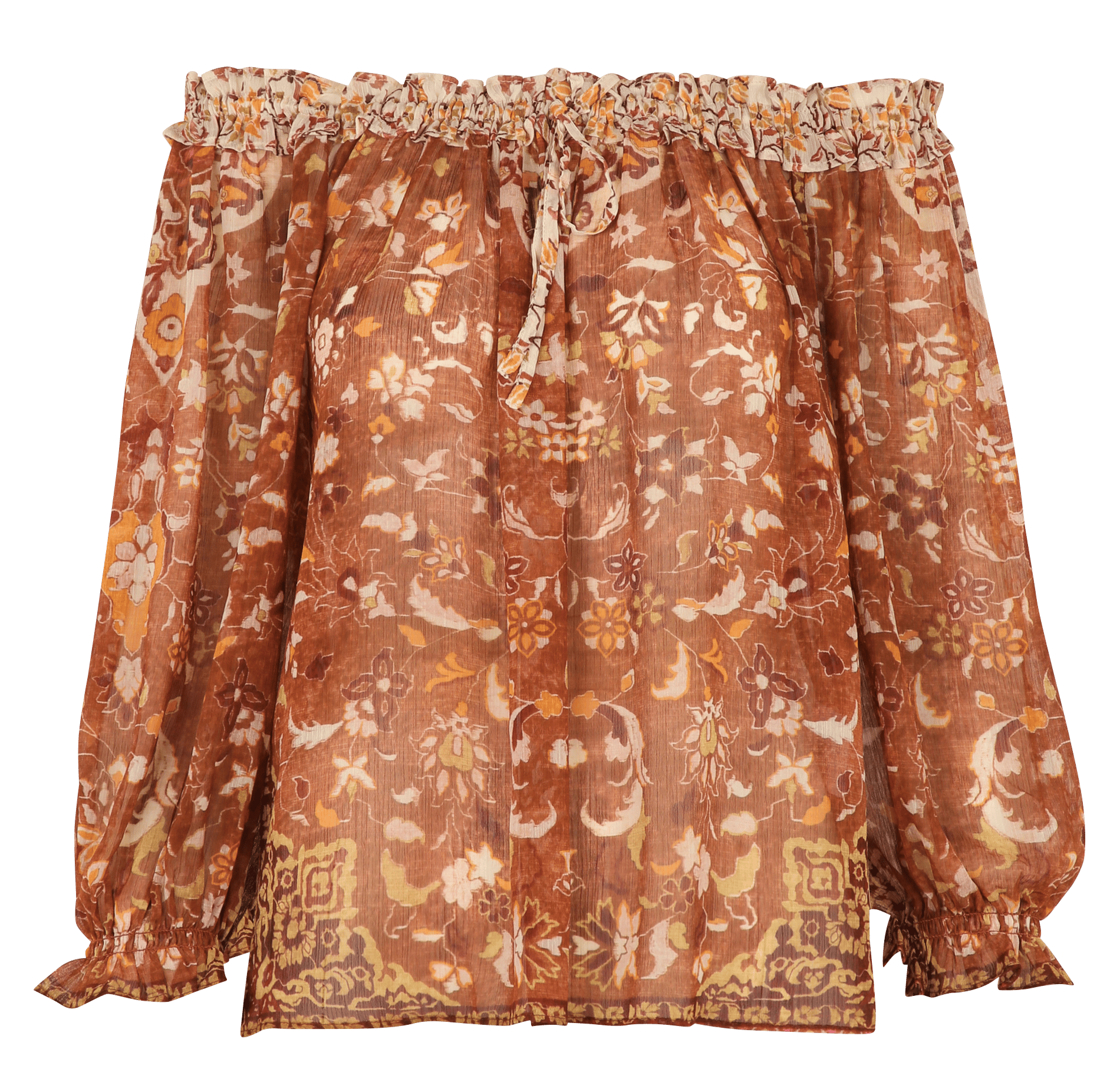Straight off-the-shoulder printed blouse SUD EXPRESS Orange