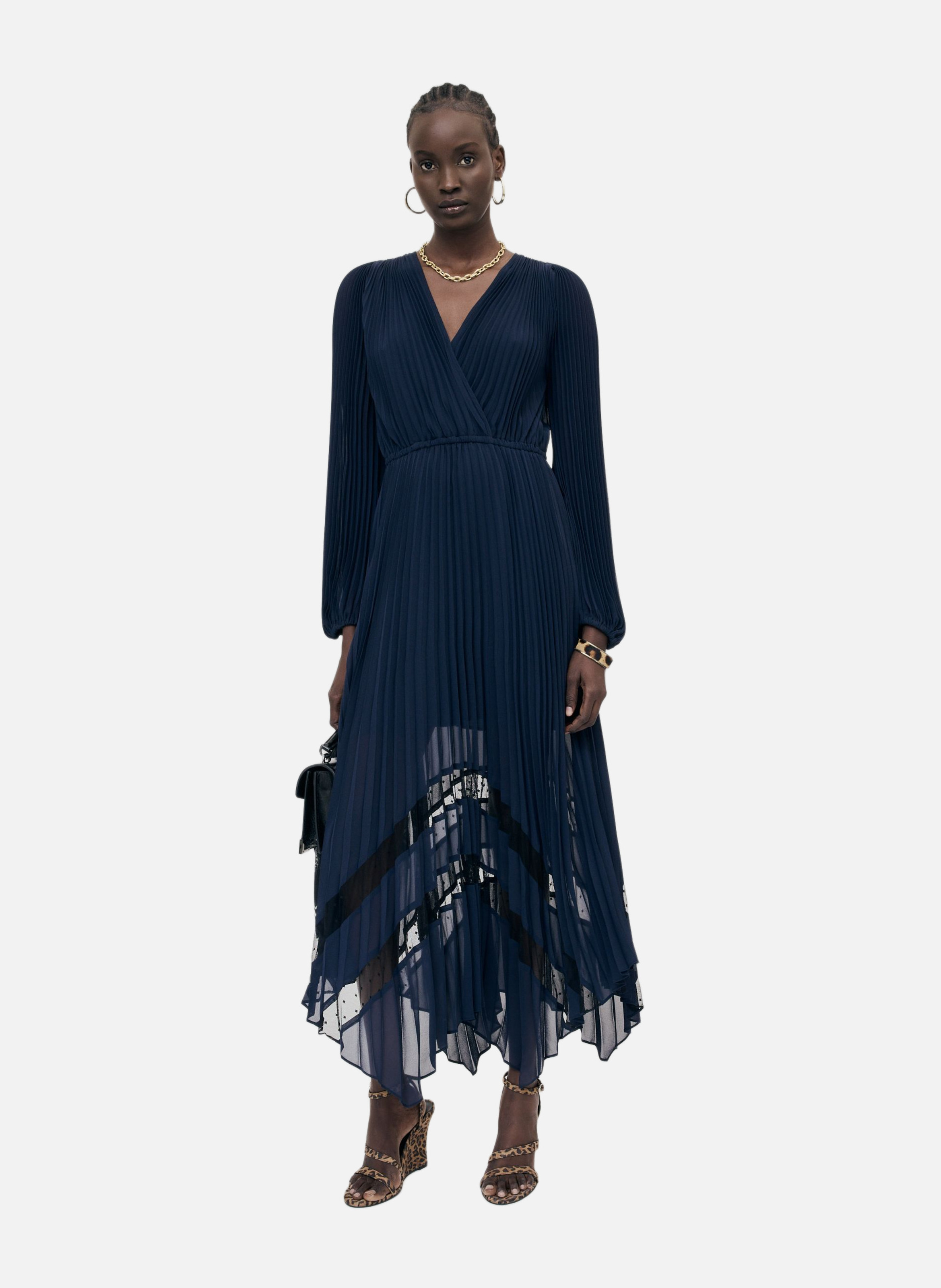 Long fluid dress with lace detail THE KOOPLES Blue