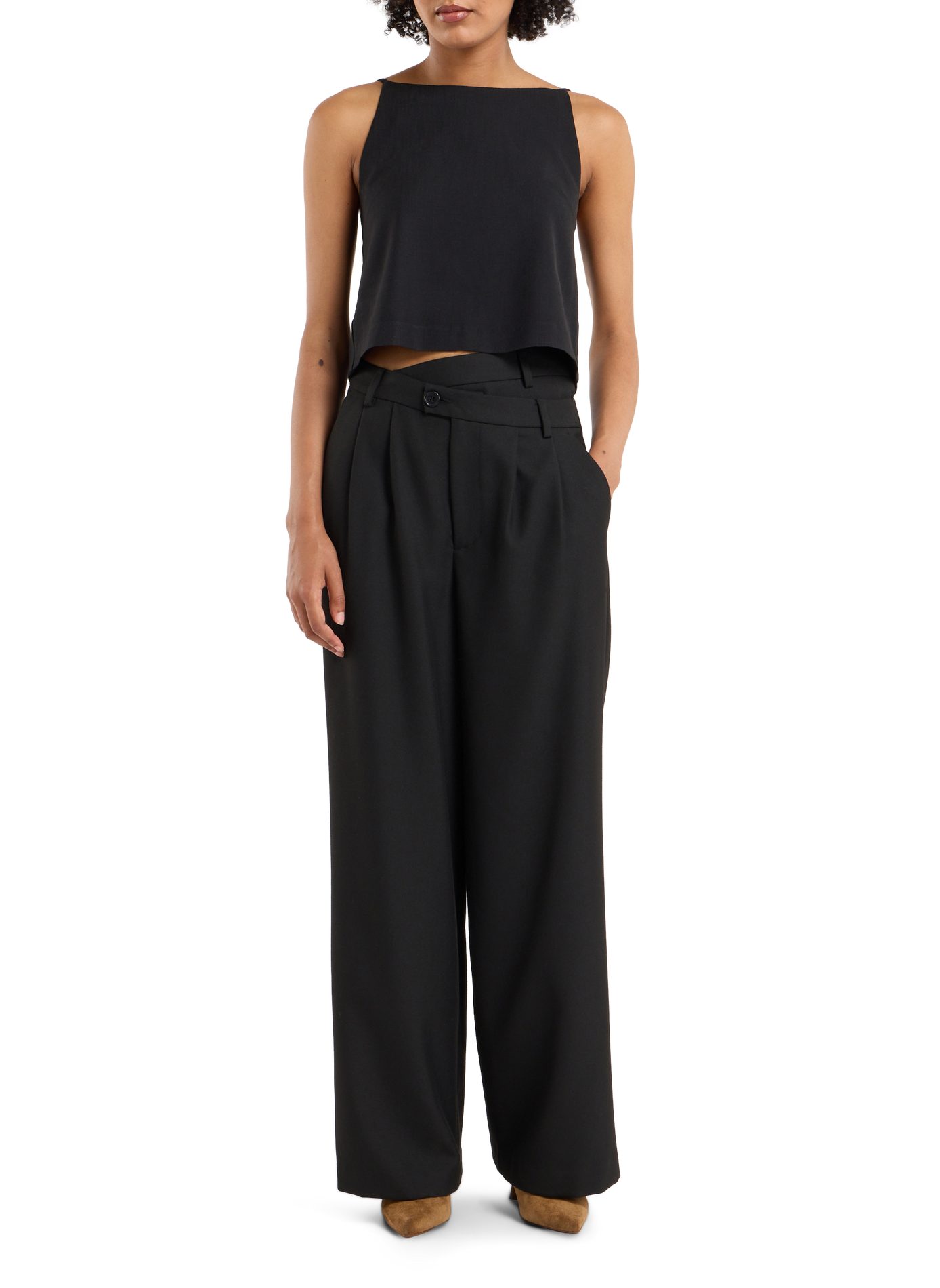 Sleeveless wool blend top SAISON 1865 Black