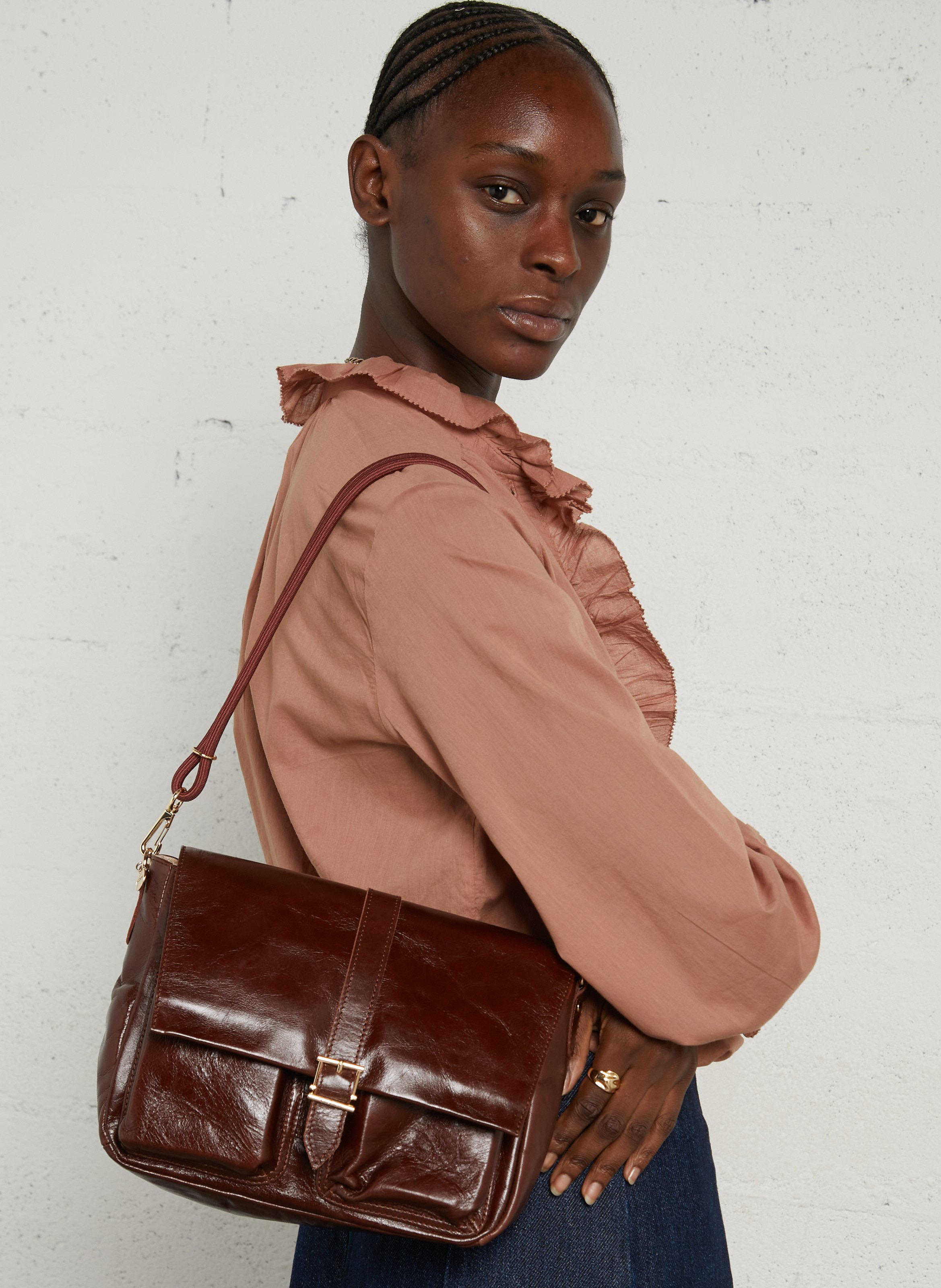 Schultertasche aus Leder CRAIE STUDIO Braun