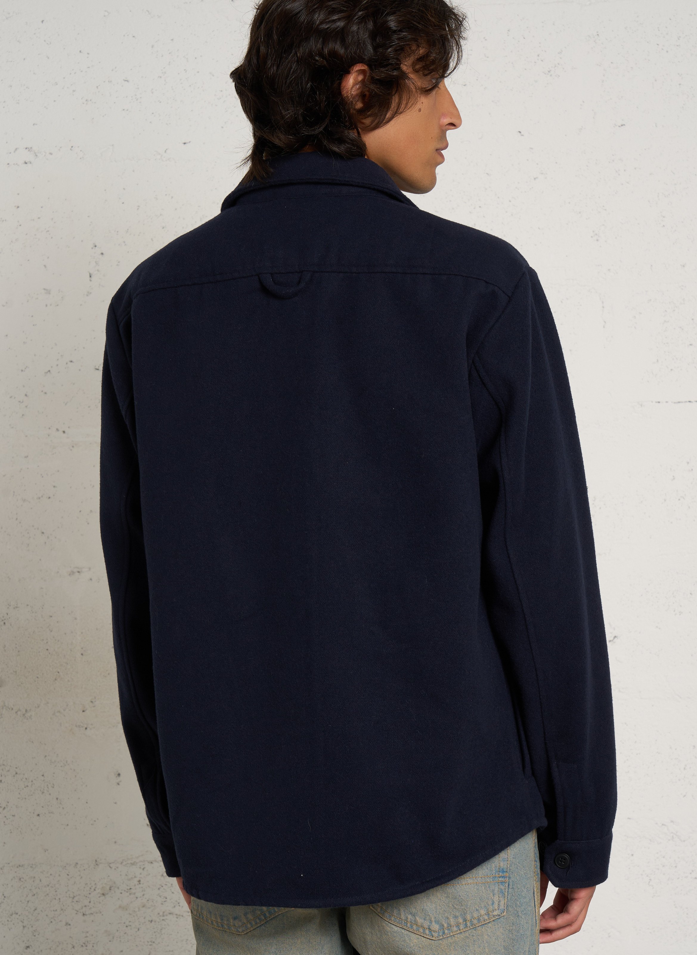 Straight-cut jacket with classic collar SOLID Blue