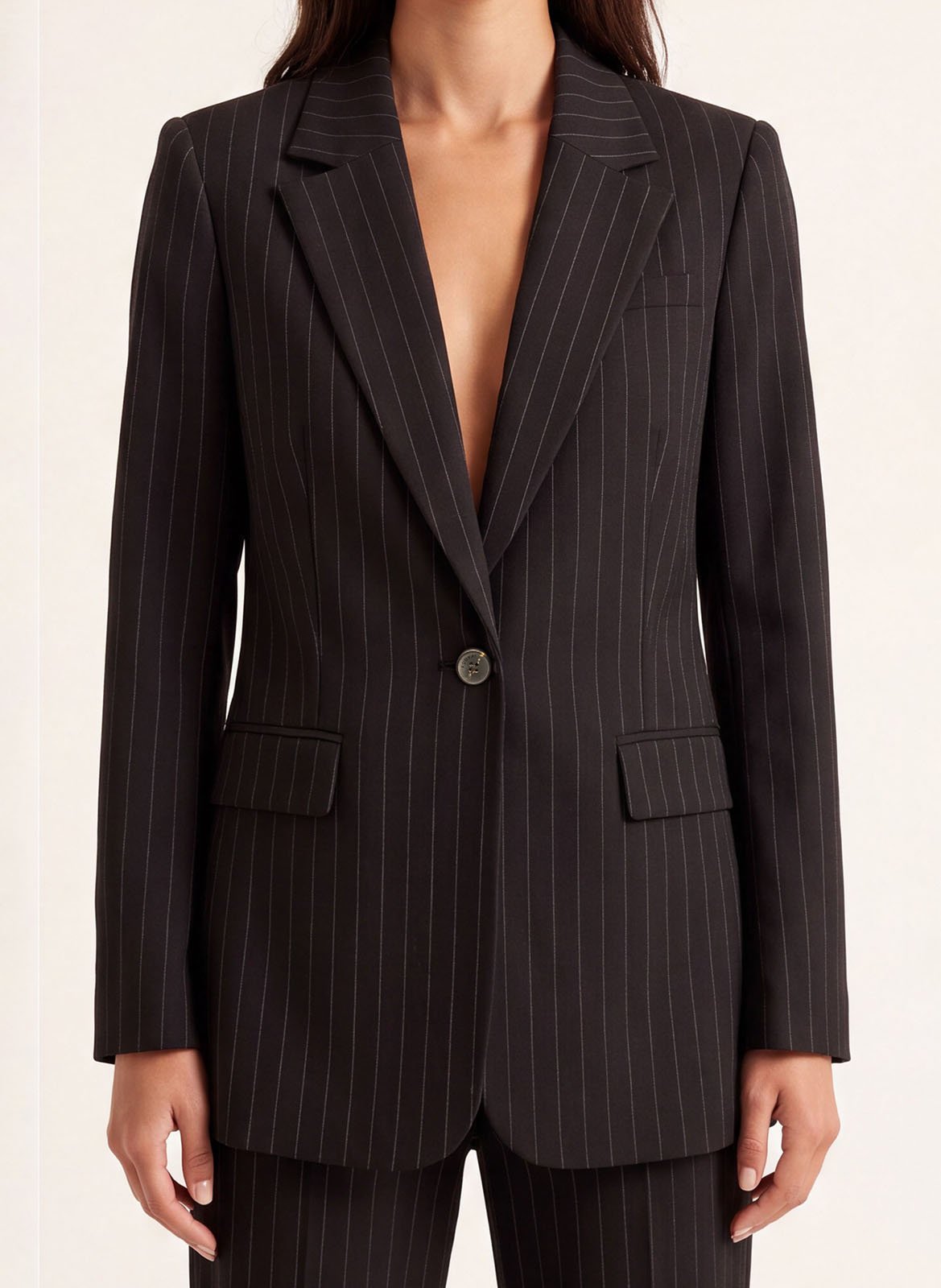 Getailleerde blazer met strepen KOOKAI Bruin