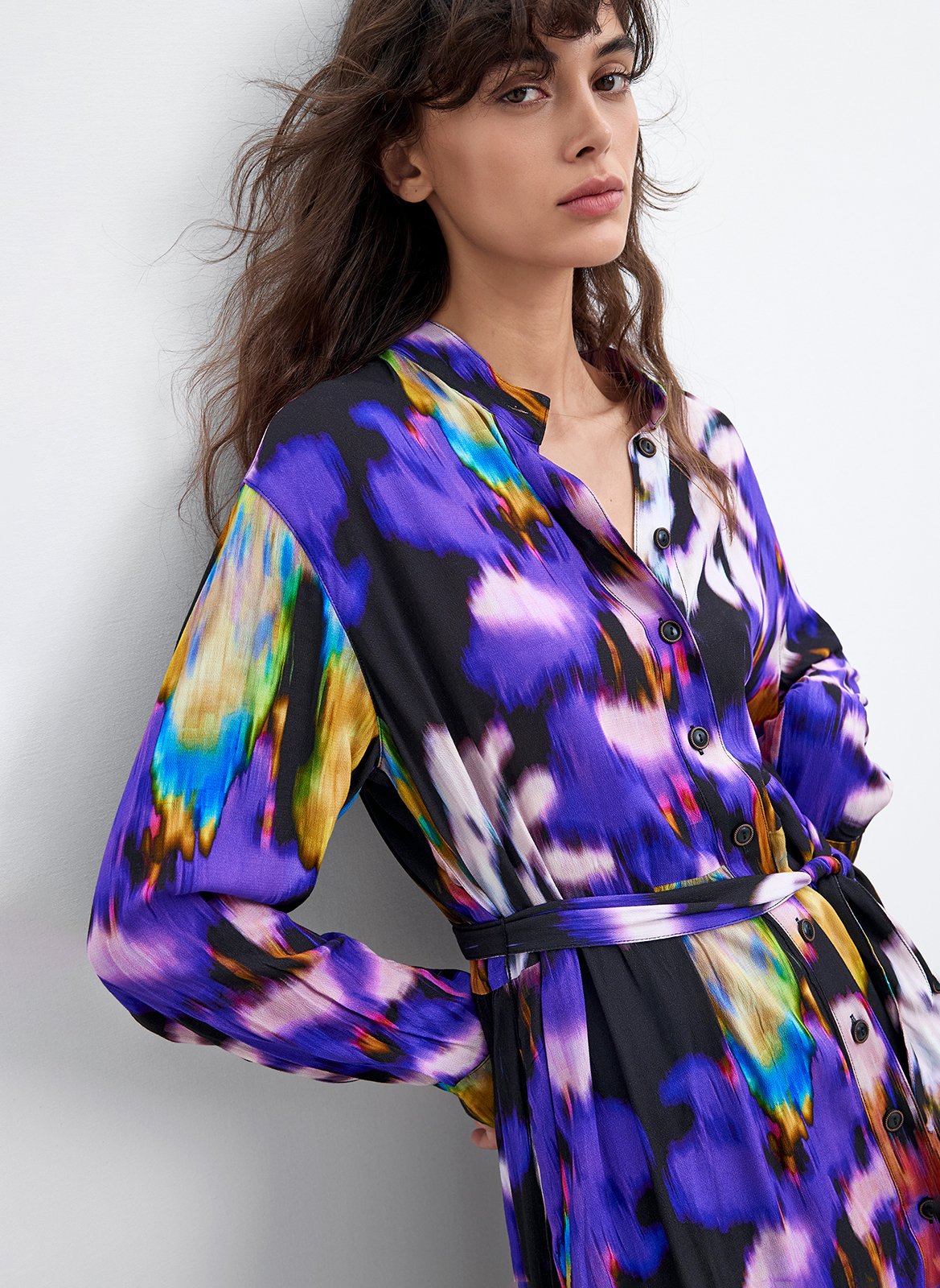 Long printed round-neck dress DESIGUAL Black