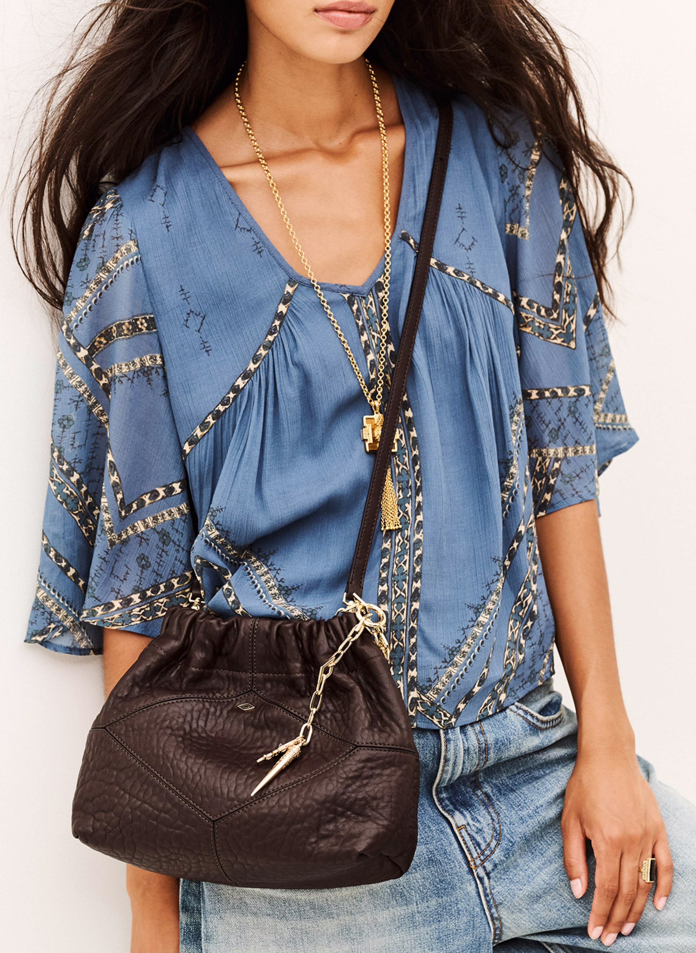 Leather Charm Crossbody Bag BA&SH Brown