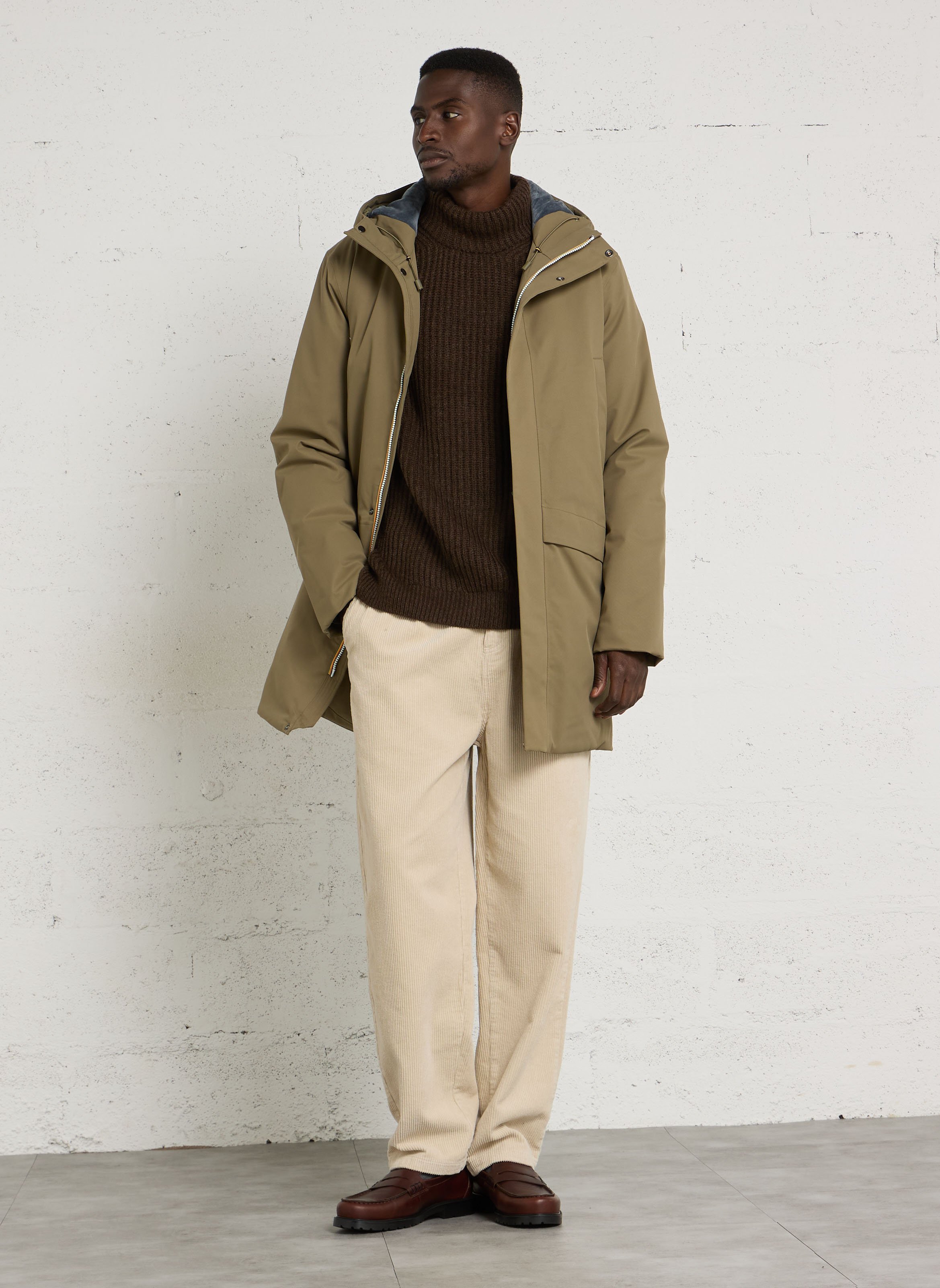 Long high-neck jacket K-WAY Khaki