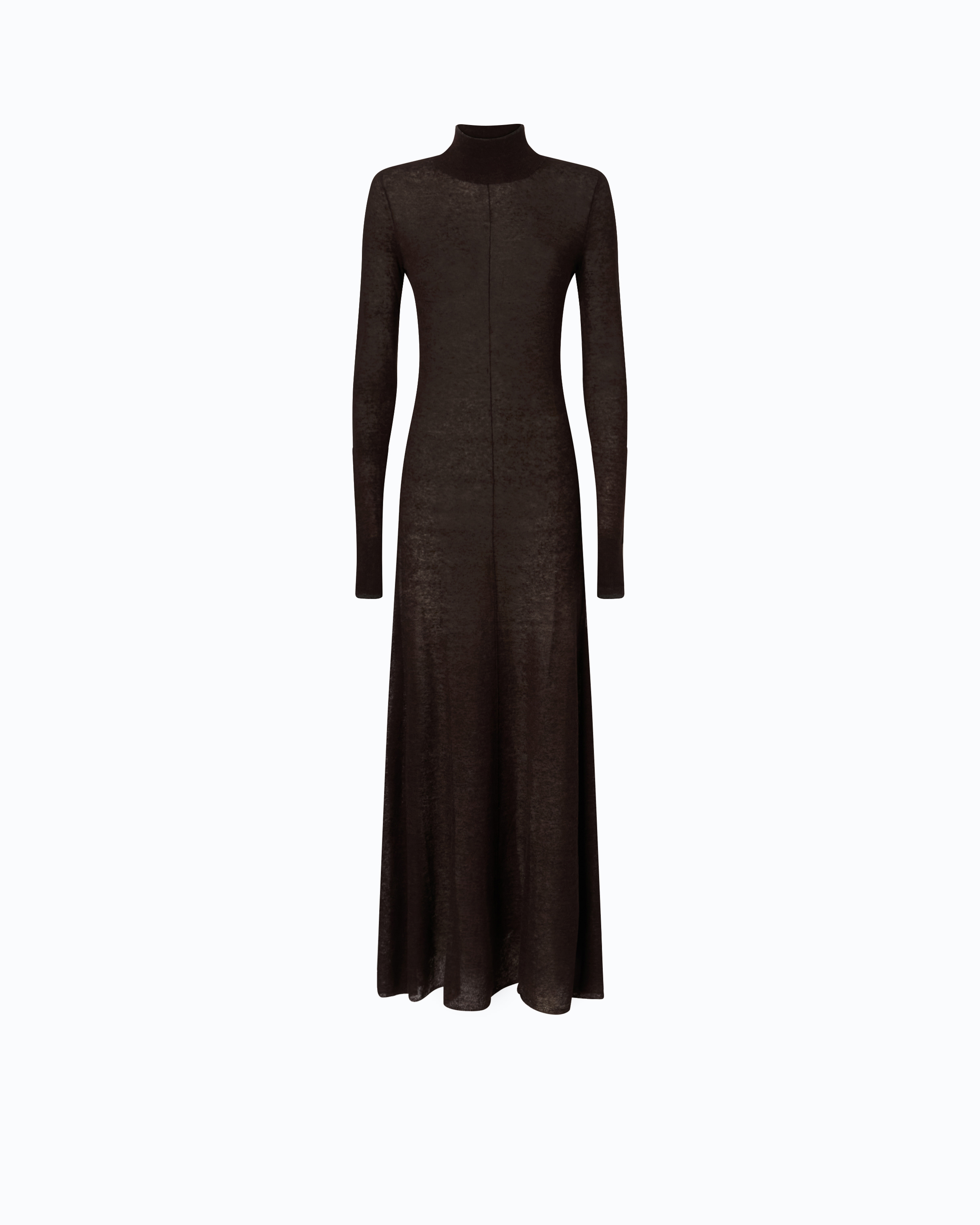 Robe longue à col roulé en laine mérinos et alpaga PINKO Marron