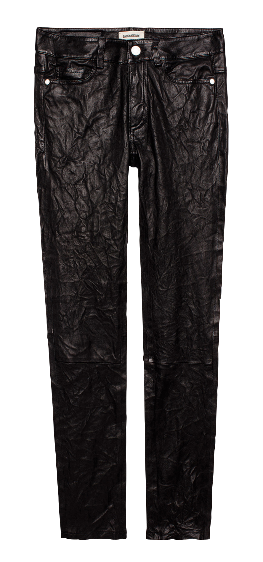 Pantalon droit en cuir ZADIG&VOLTAIRE Noir