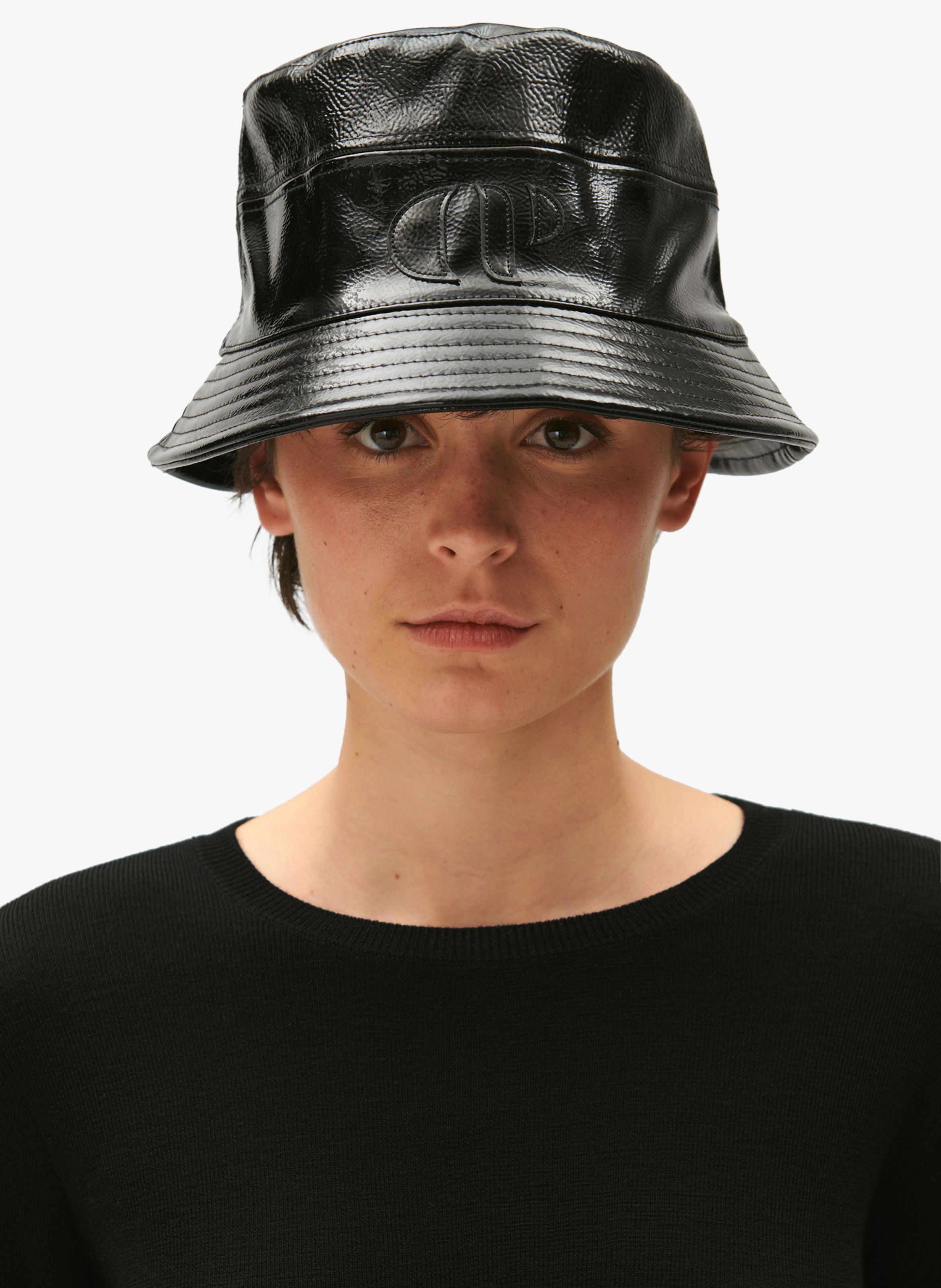 Varnished Bucket Hat Noir Claudie Pierlot Women Place des