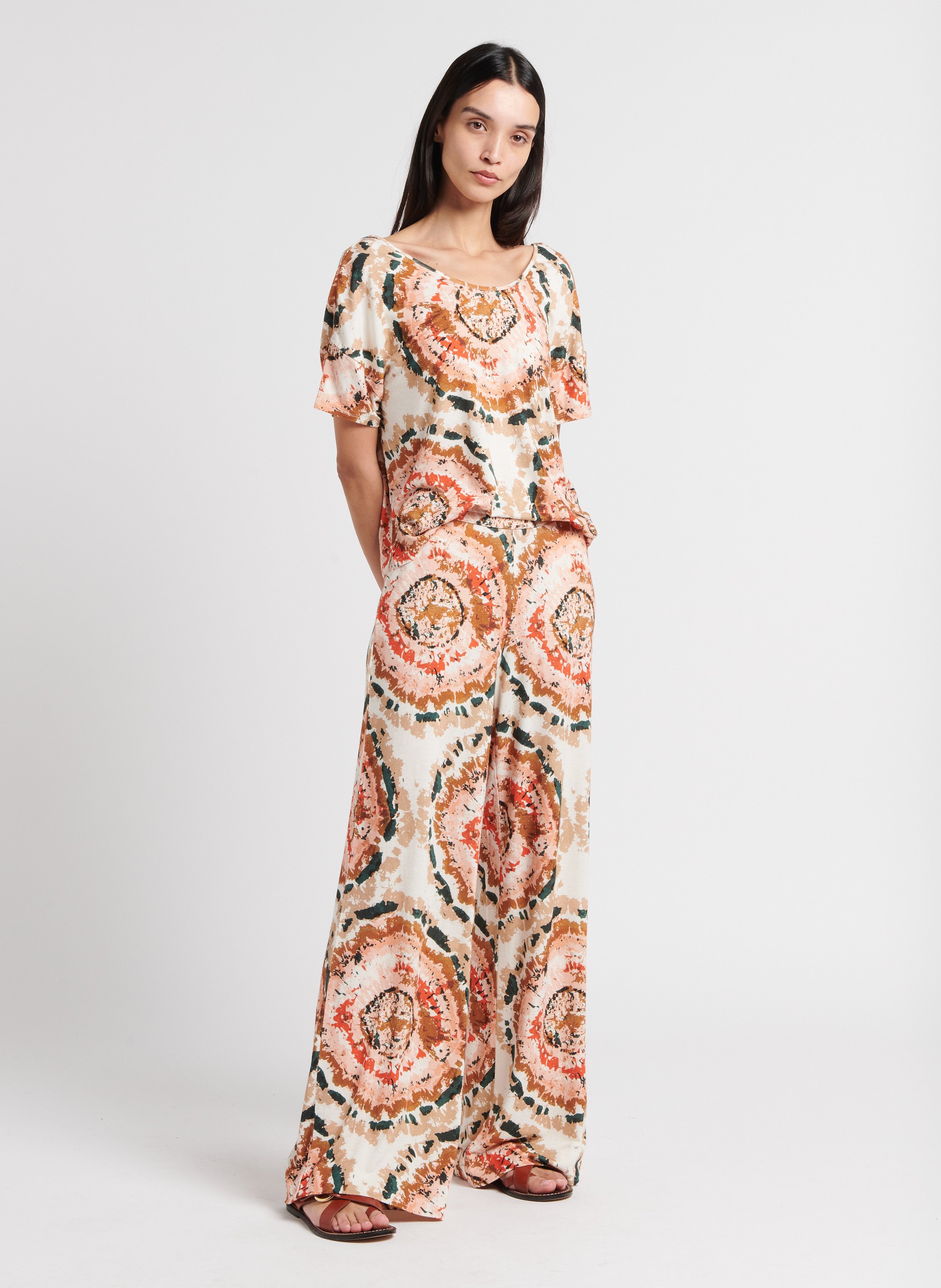 Tee-shirt col bateau imprimé MAJESTIC FILATURES Multicolore