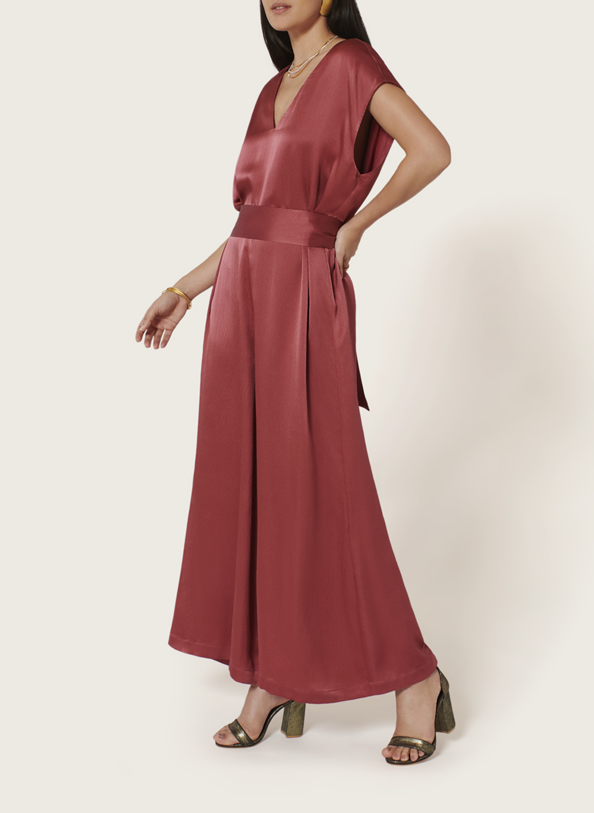 Zijden jumpsuit met wijde broek KARMA KOMA Roze