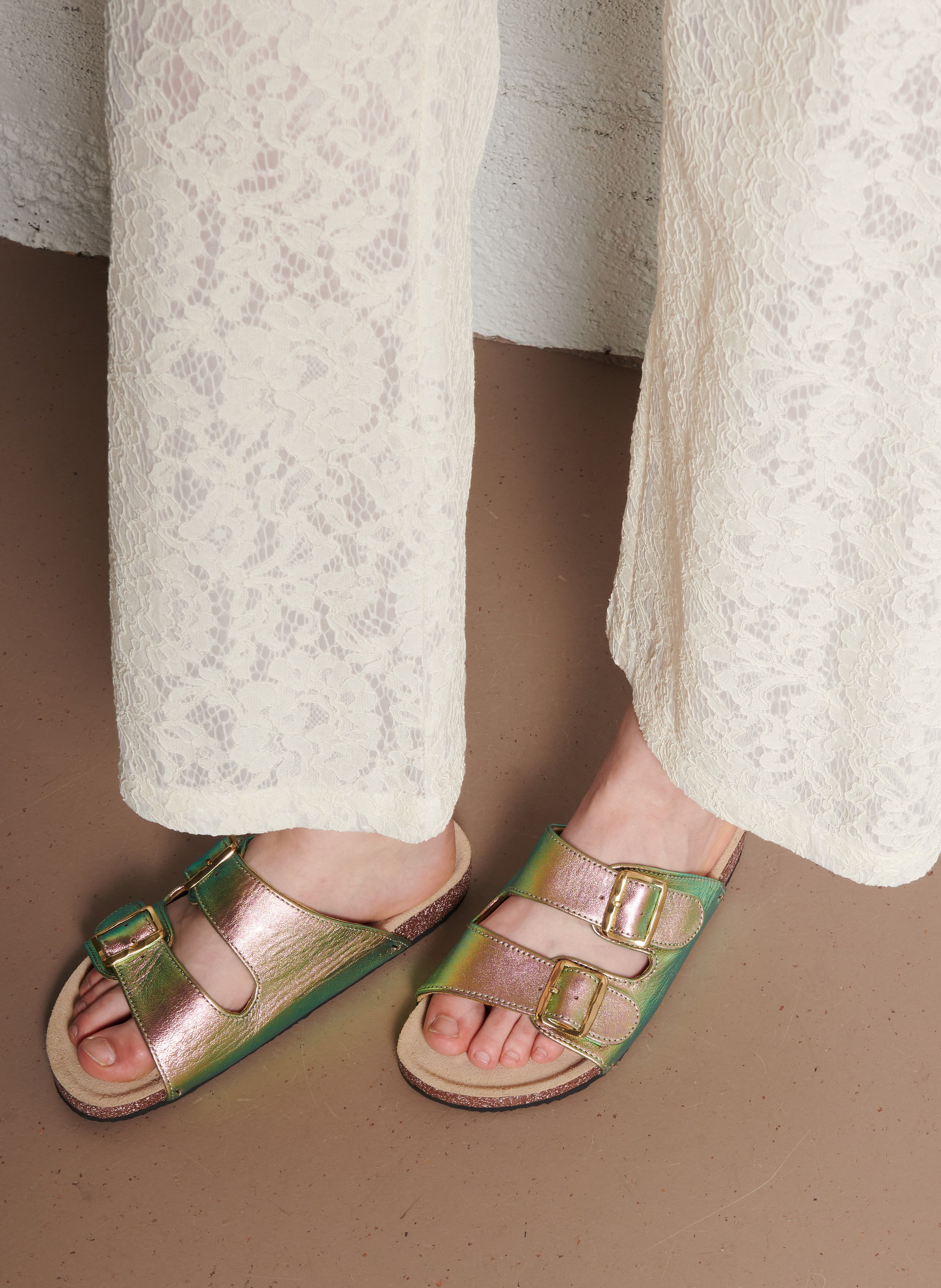 Sandales plates en cuir CLARIS VIROT Multicolore