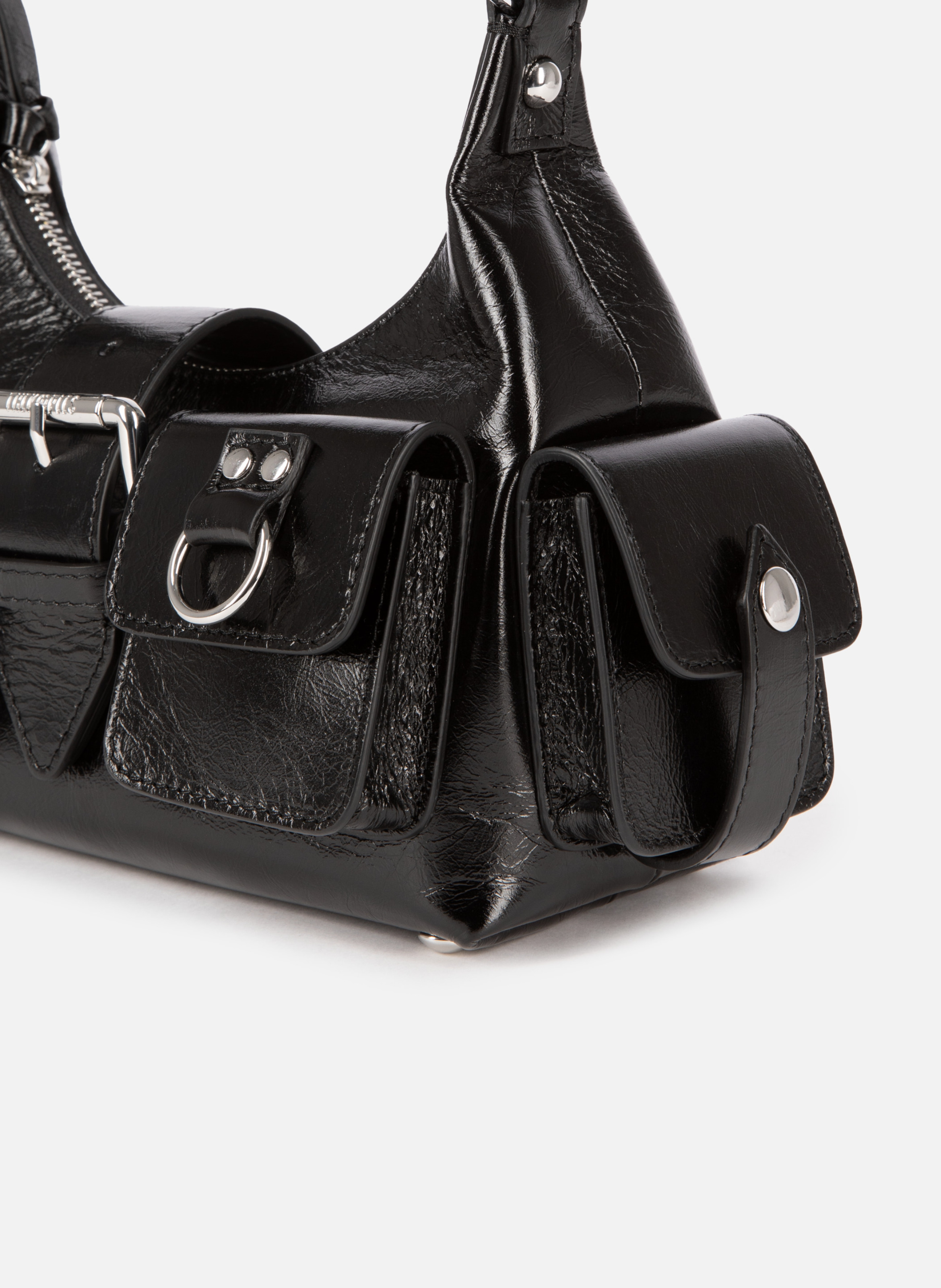 Amelia small cracked leather bag THE KOOPLES Black