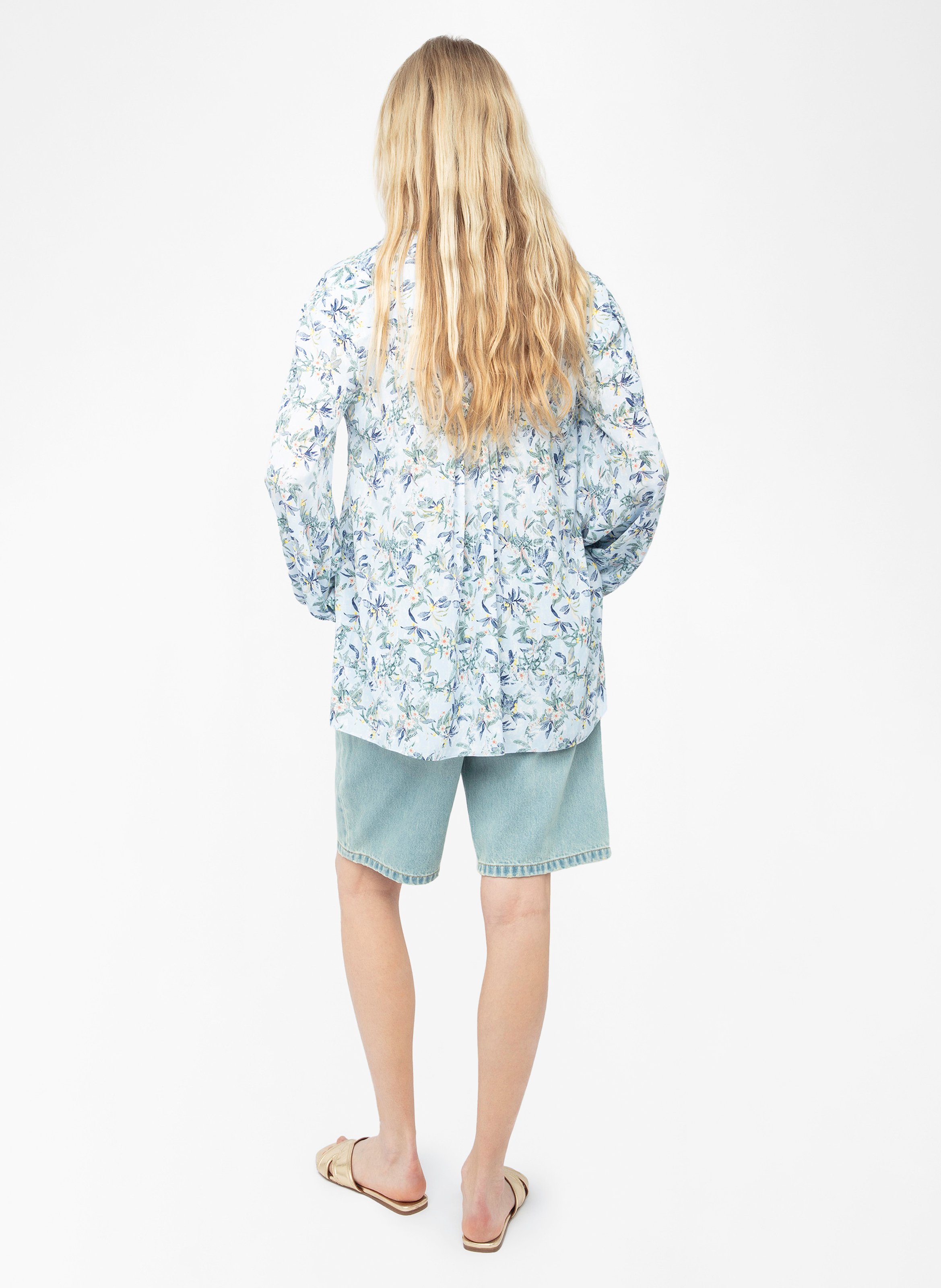 Top col v imprimé en soie  ZADIG&VOLTAIRE Bleu