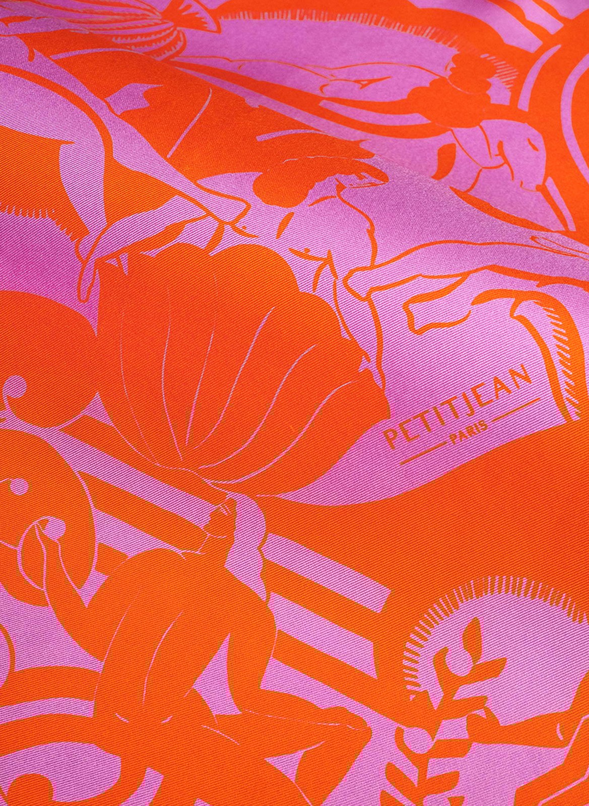 Aclaudie screen-printed silk scarf PETITJEAN PARIS Blue