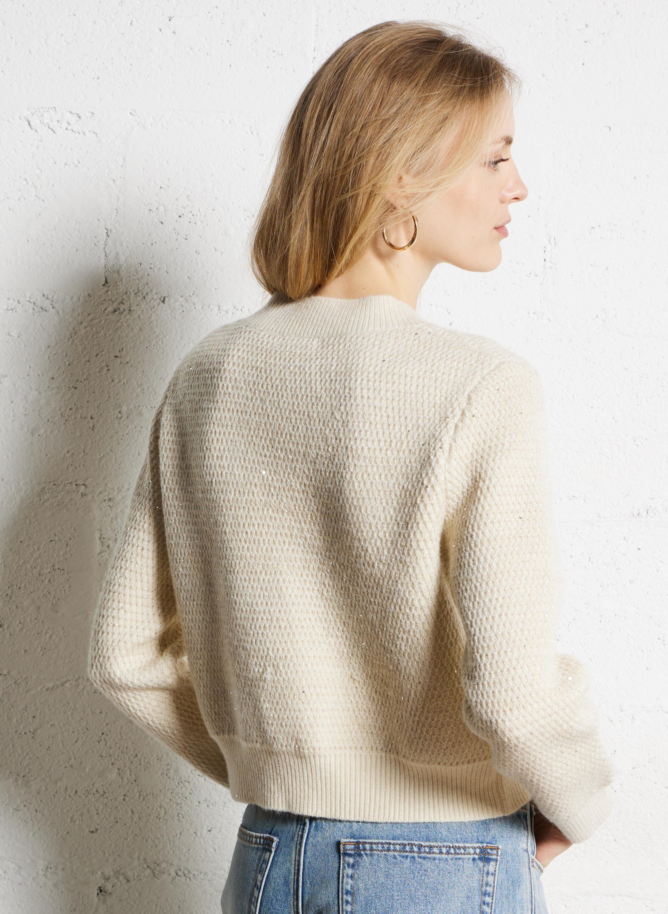 Gerade geschnittene Strickjacke SUNCOO Weiss