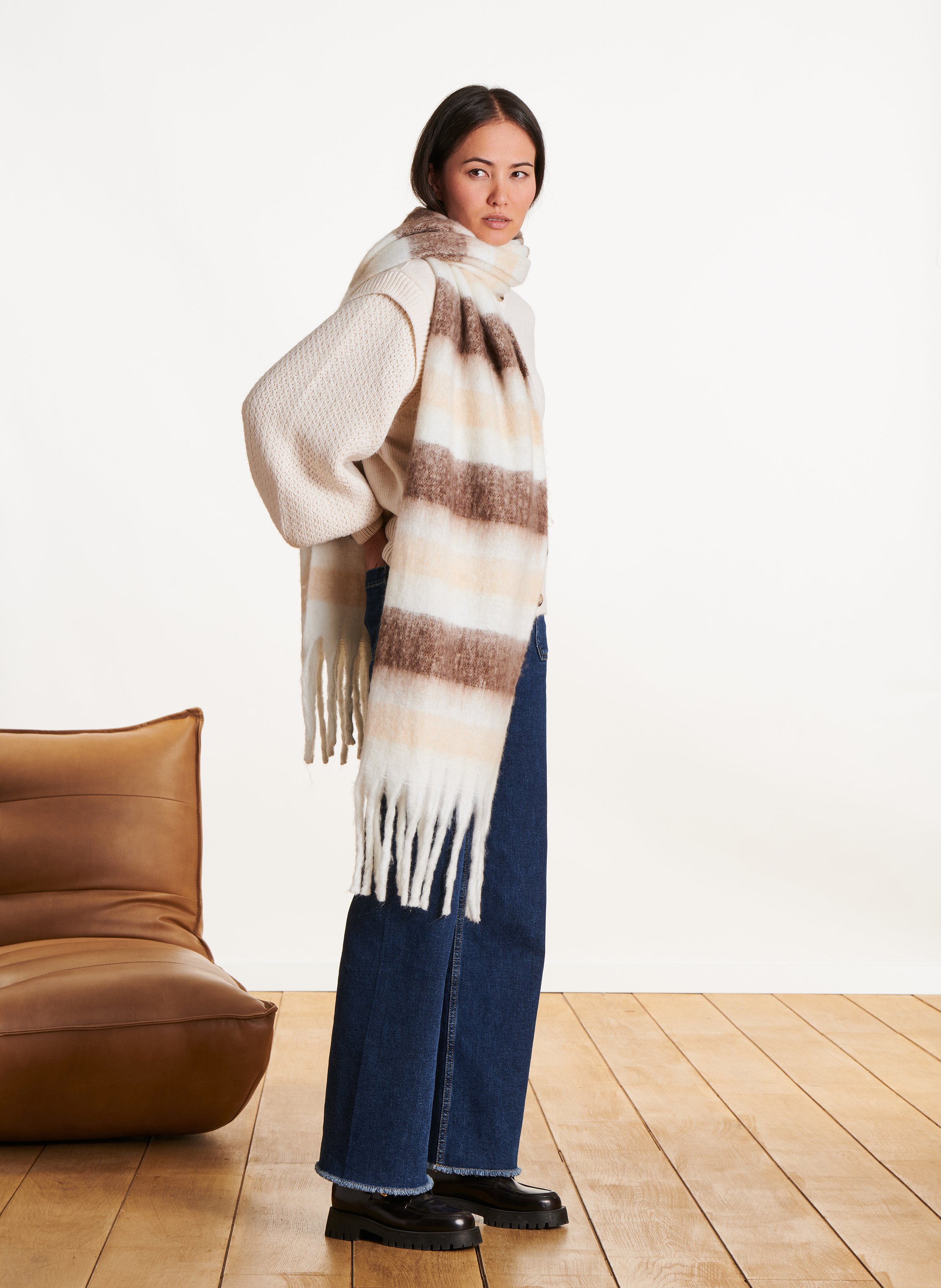 Echarpe rayé LA FEE MARABOUTEE Blanc