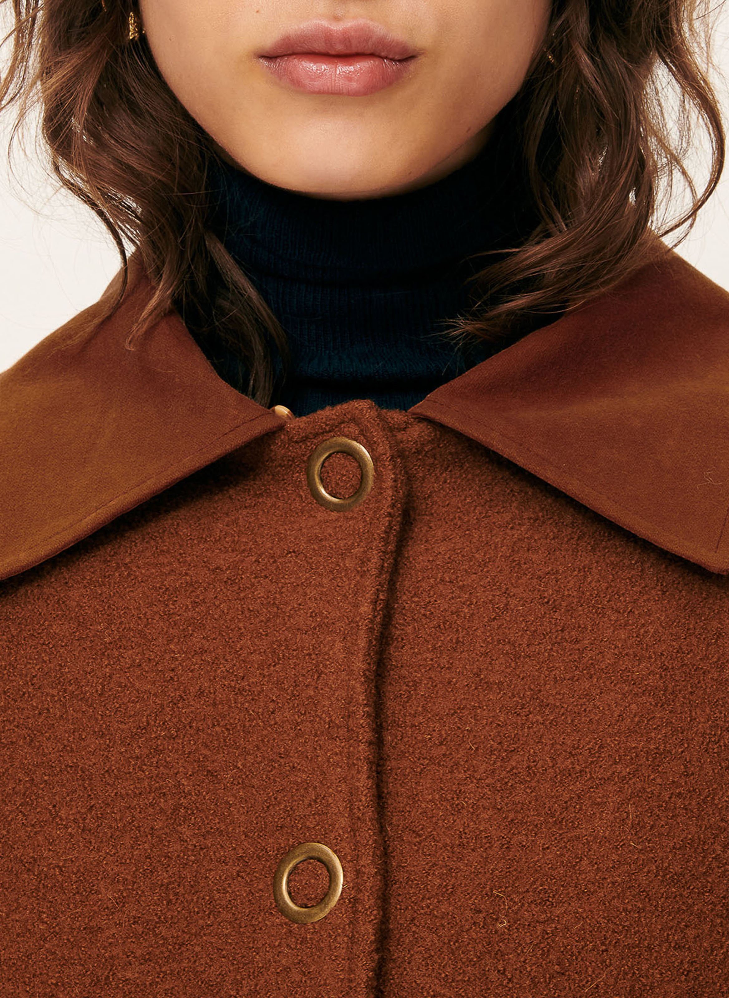 Veste oversize col classique en laine SESSUN Marron