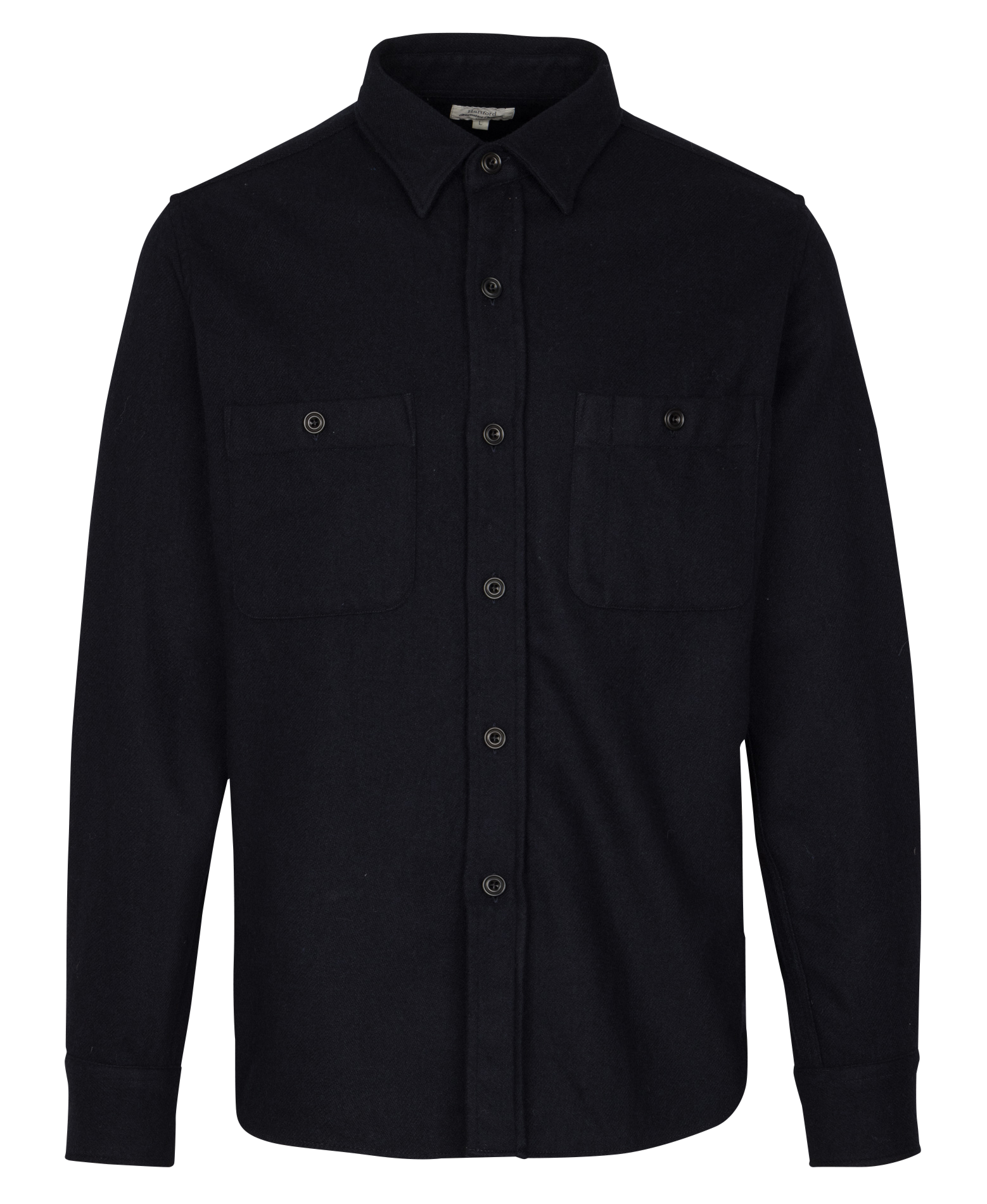 Chemise unie droite en laine mélangée HARTFORD Bleu