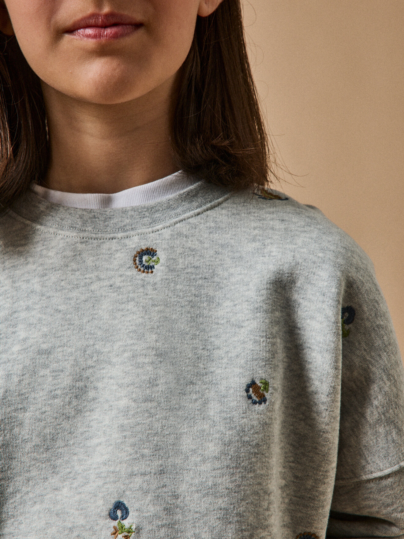Embroidered organic cotton sweatshirt CYRILLUS Grey