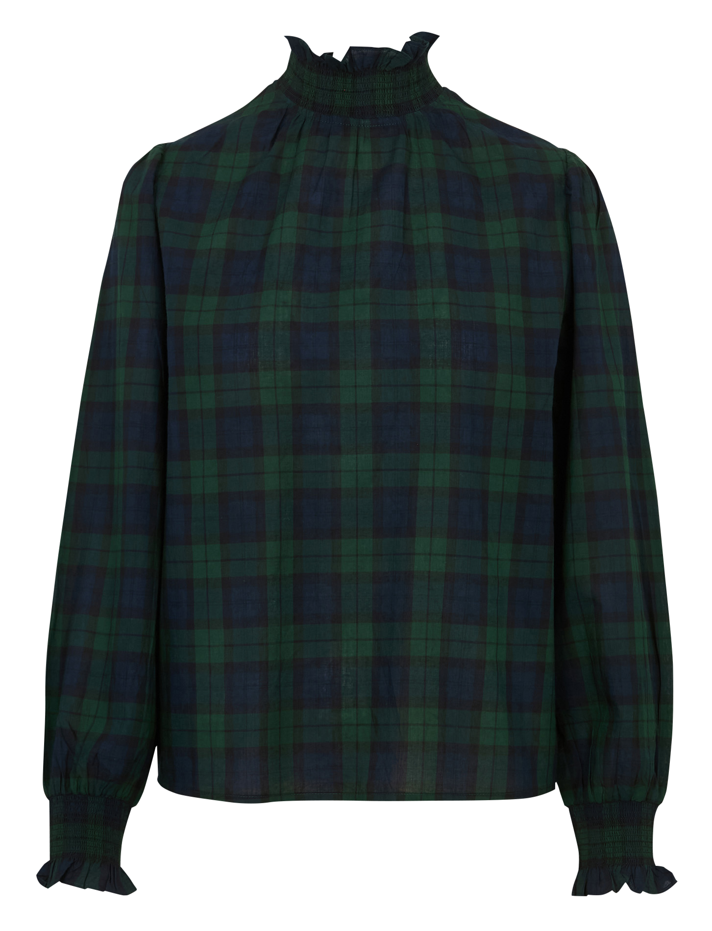 Straight high-neck cotton blouse PETITE MENDIGOTE Blue