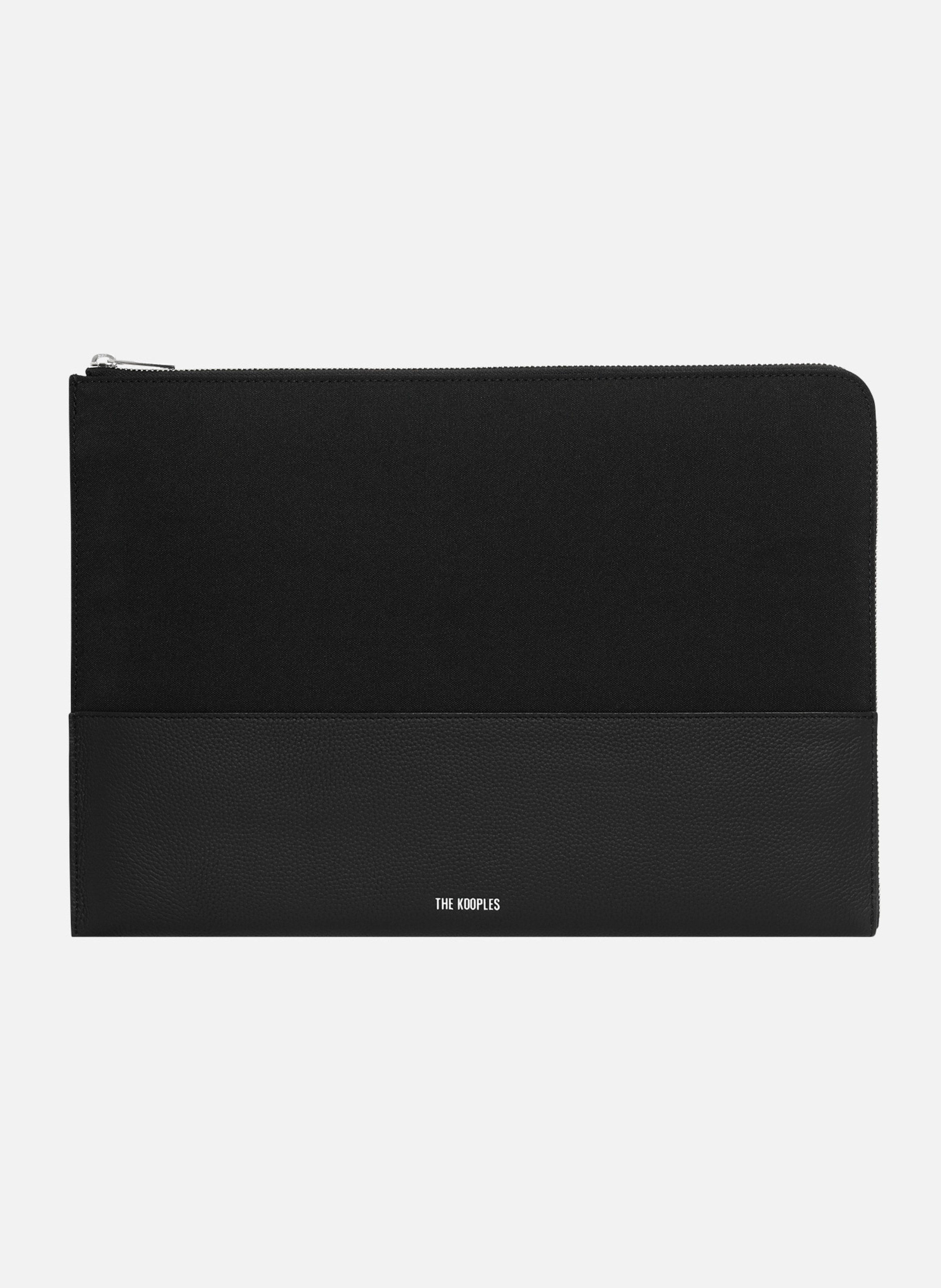 Canvas and grained leather laptop sleeve THE KOOPLES Black