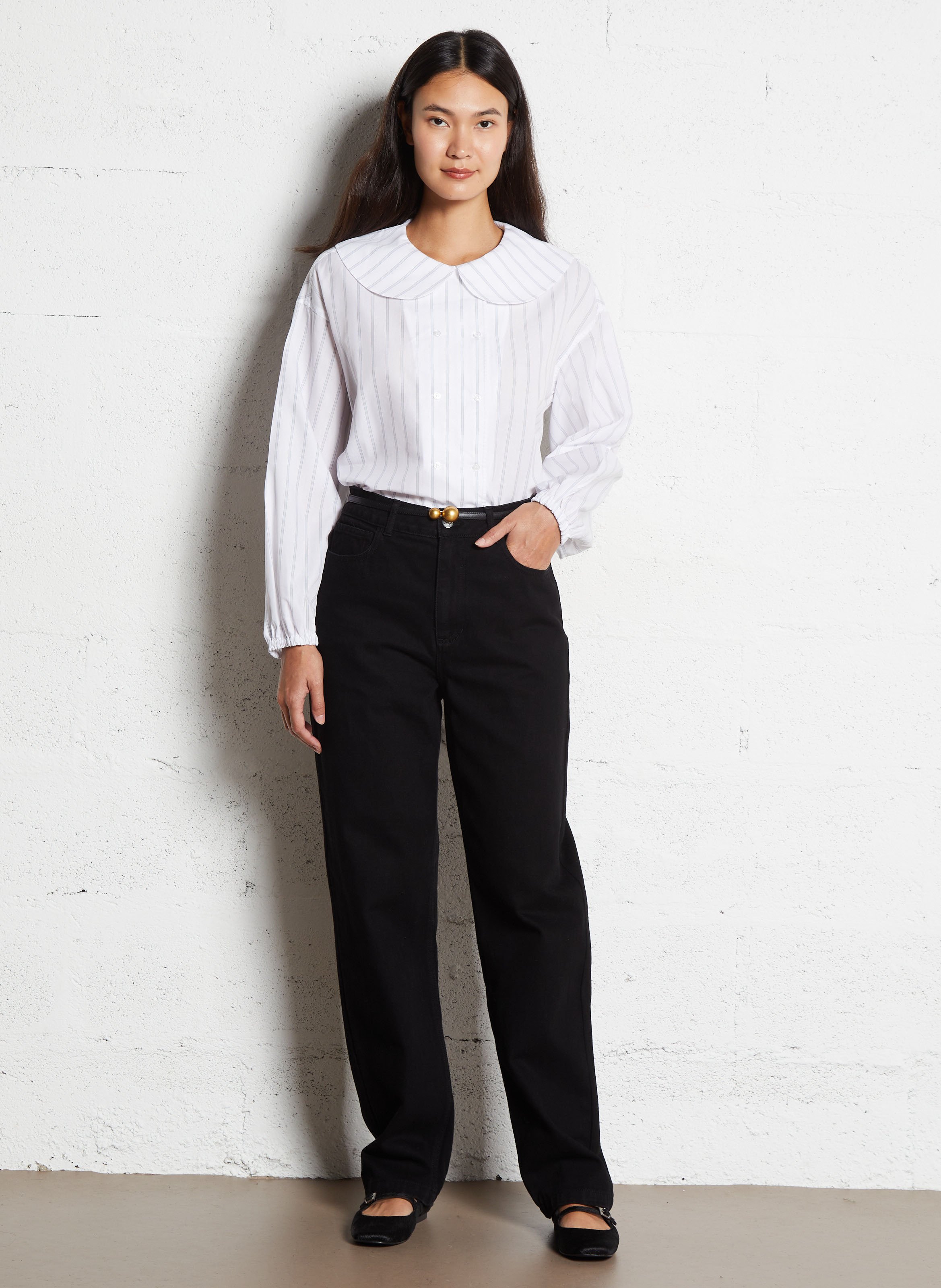 Chemise oversize en coton mélangé THE TINY BIG SISTER Blanc