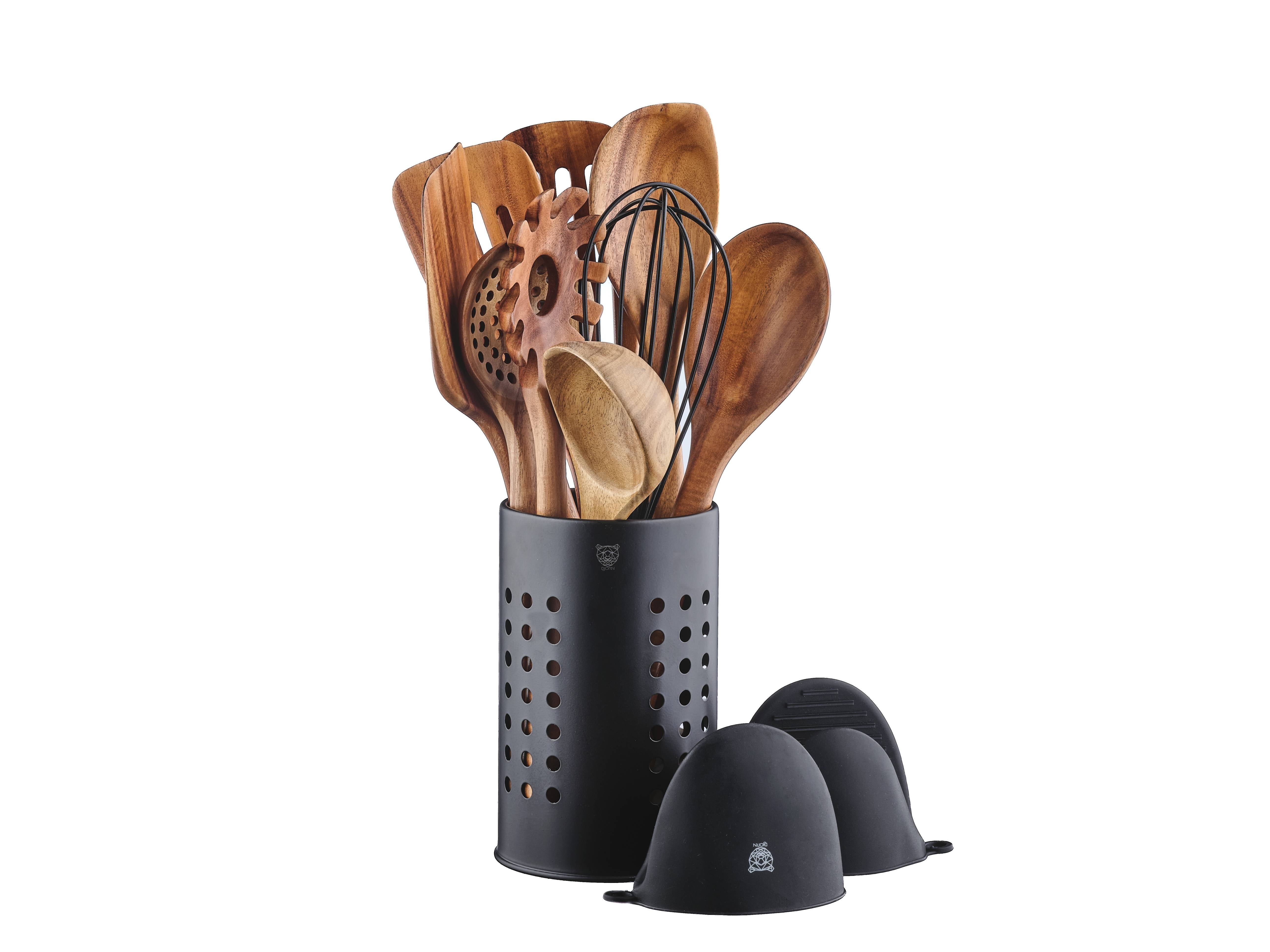 Set d'ustensiles de cuisine en bois d'acacia skov - 12 pièces BJORN Marron