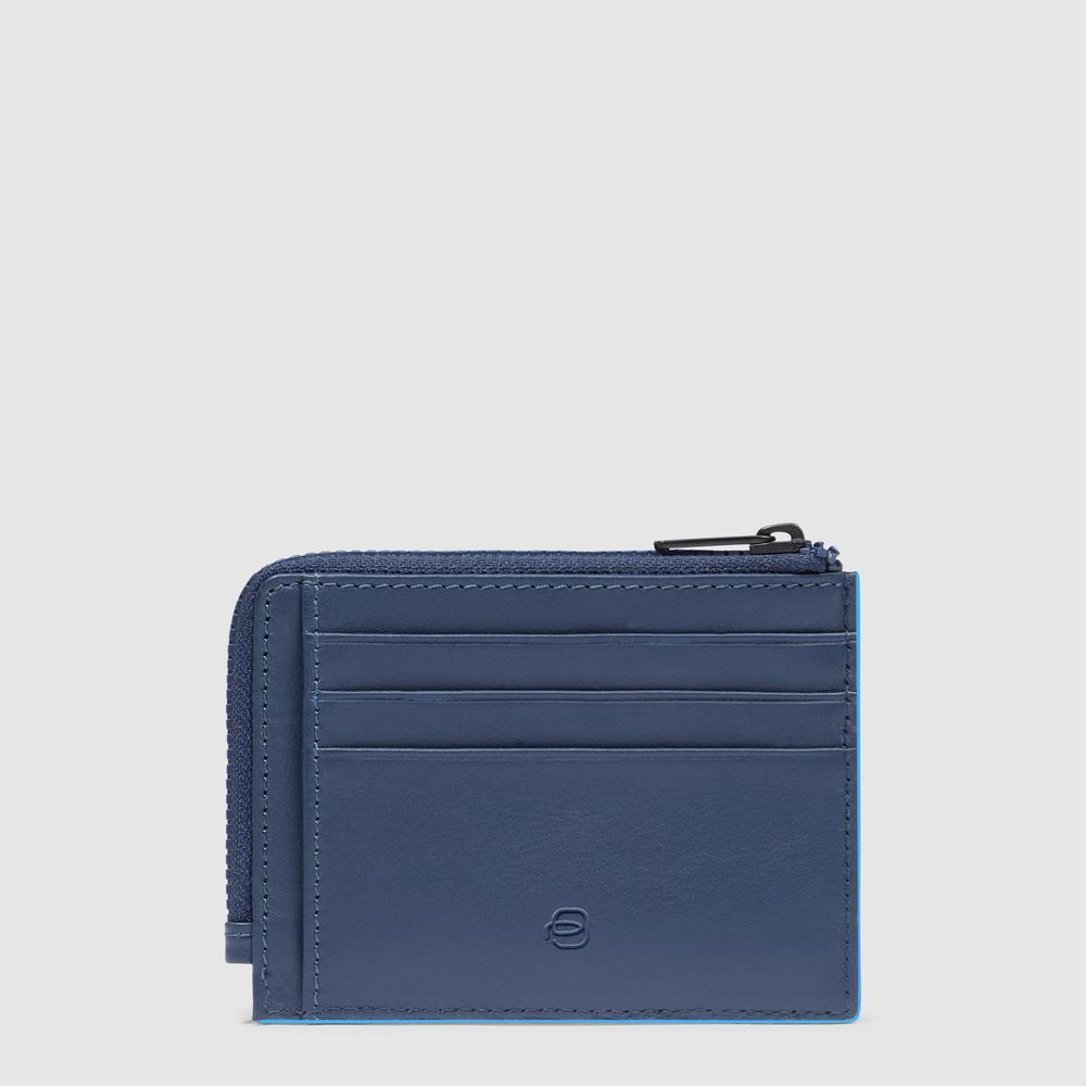 Zippered wallet with credit card slots, document holder, and RFID protection PIQUADRO Blue