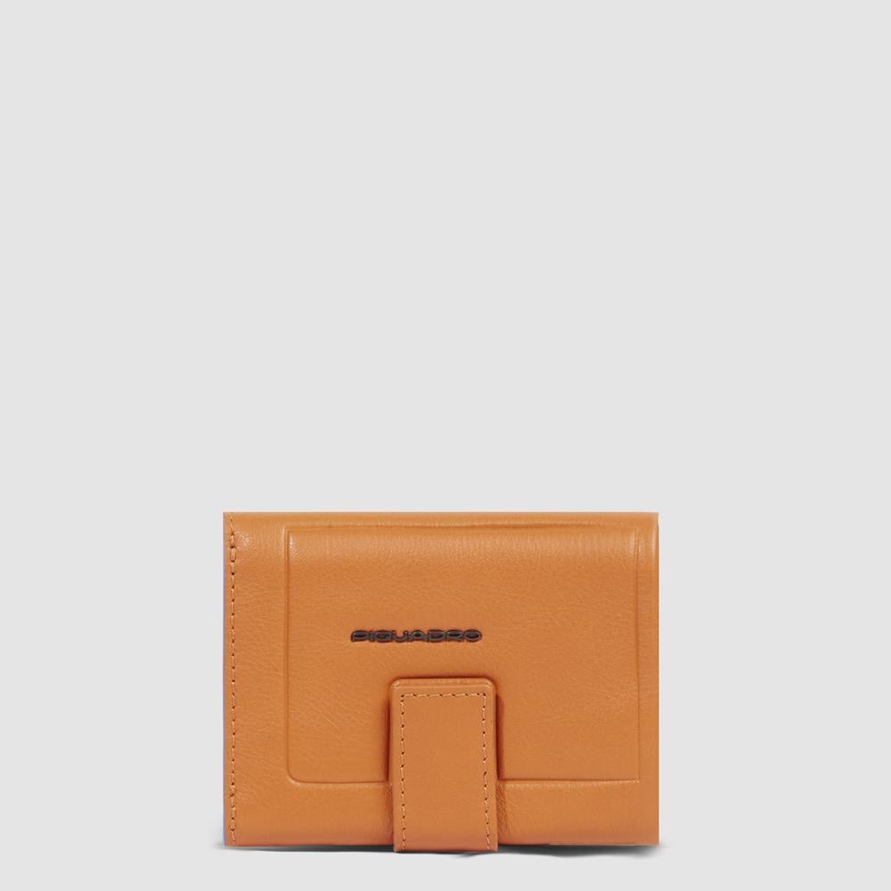 Men's pocket wallet with back coin pocket, credit card holder, and RFID protection PIQUADRO Orange