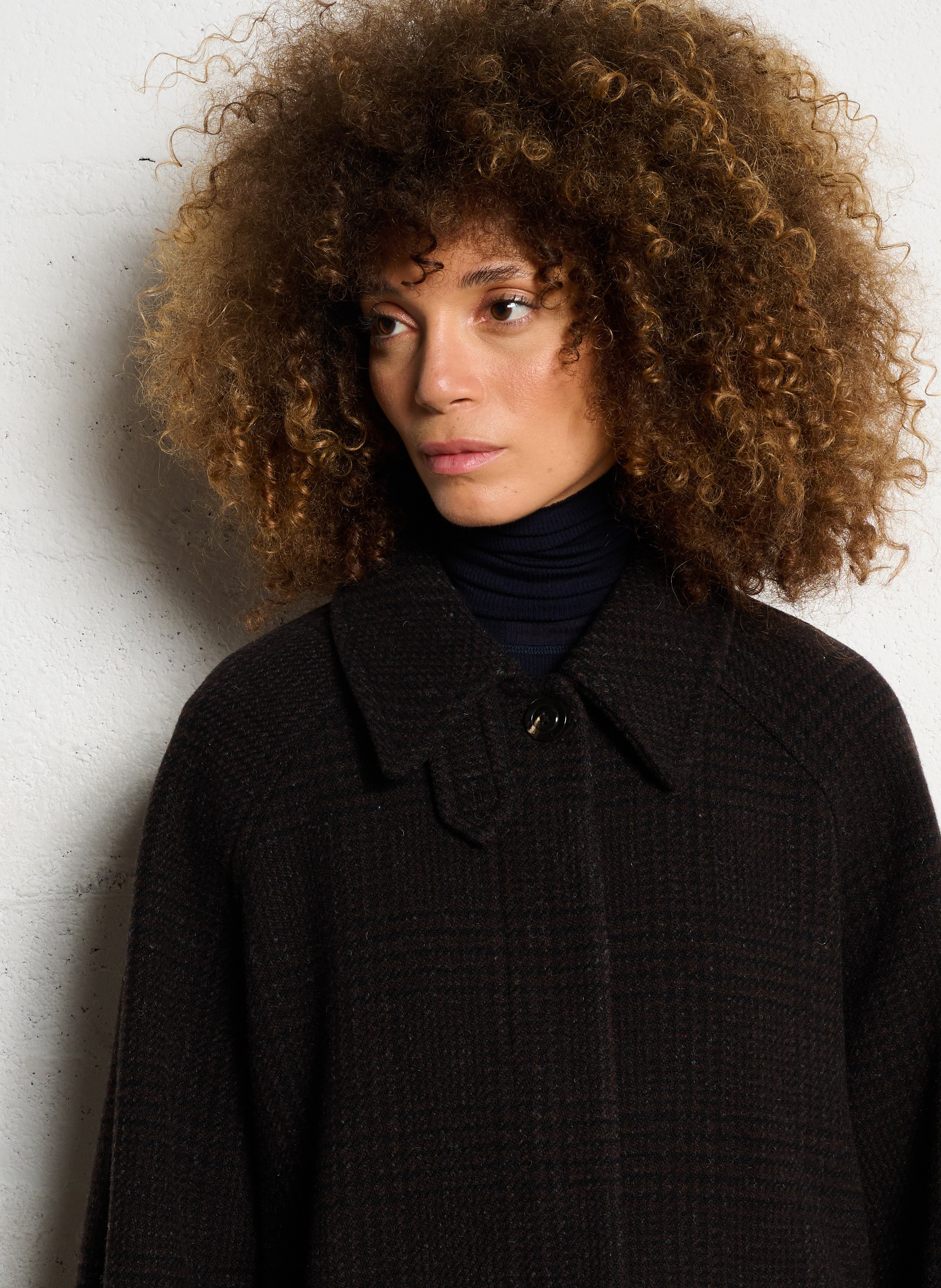 Manteau oversize en laine imprimé SOEUR Marron