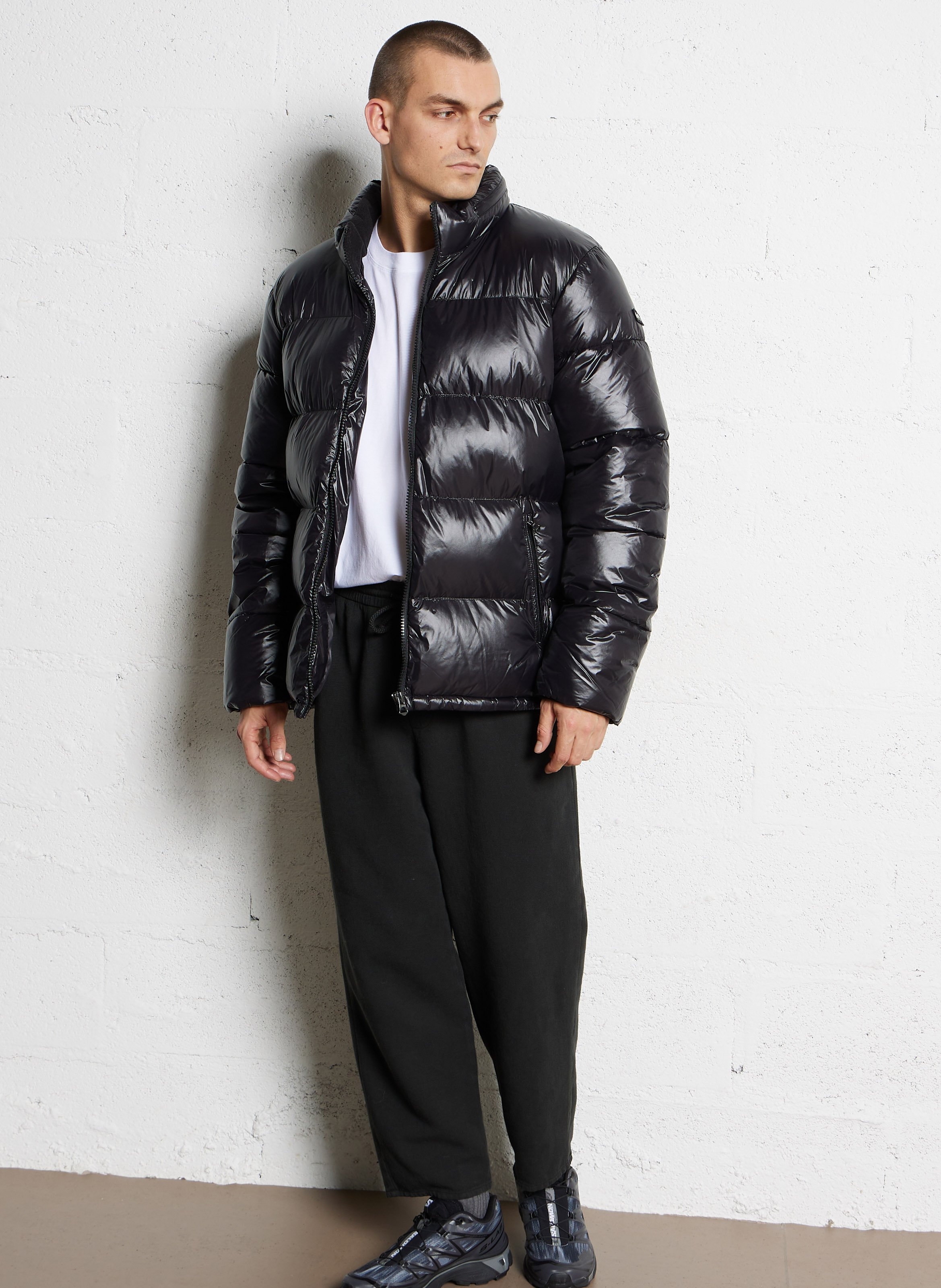 Doudoune droite matelassée brillante SCHOTT Noir