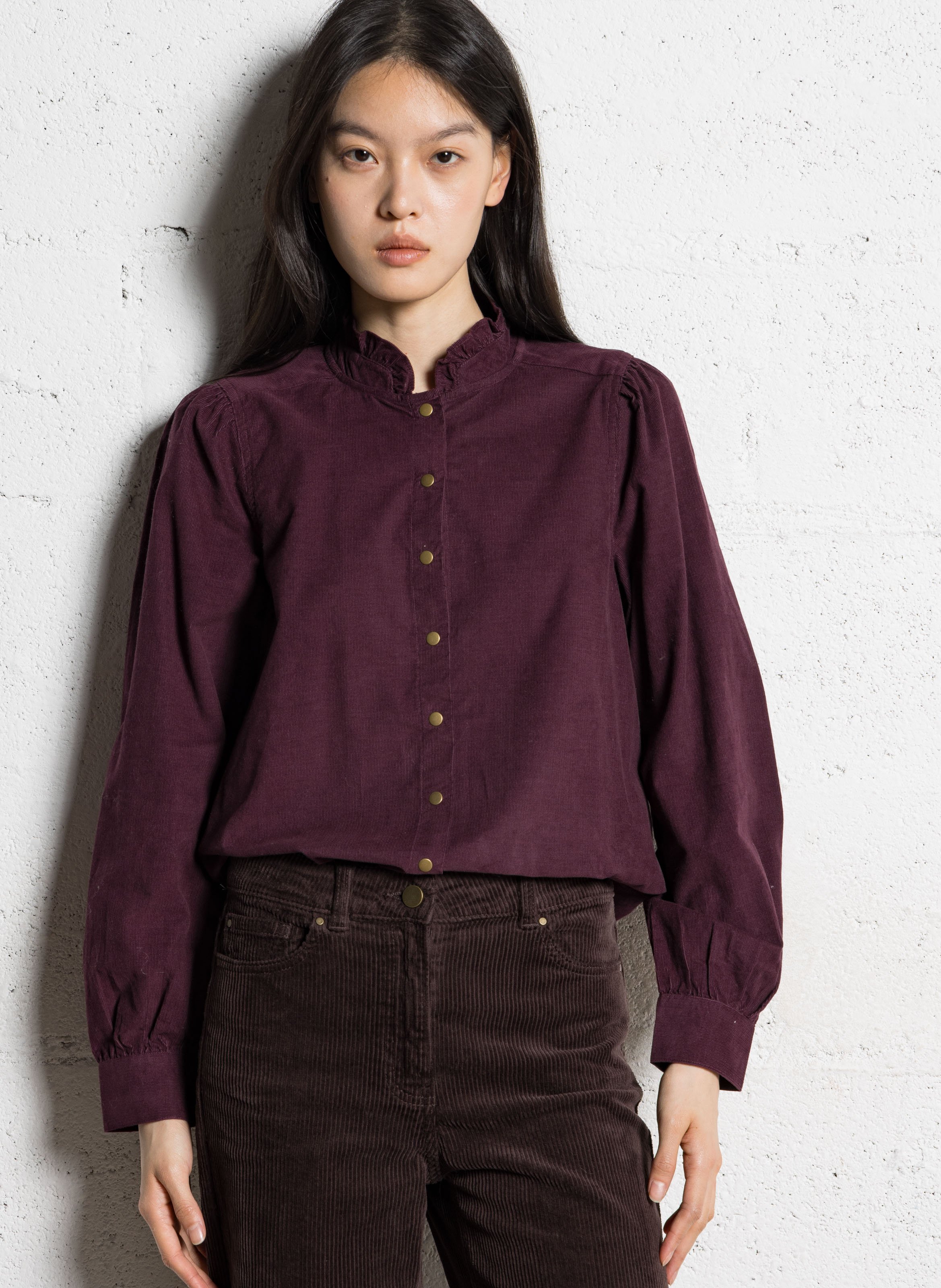 Chemise droite col rond en coton  MAISON 123