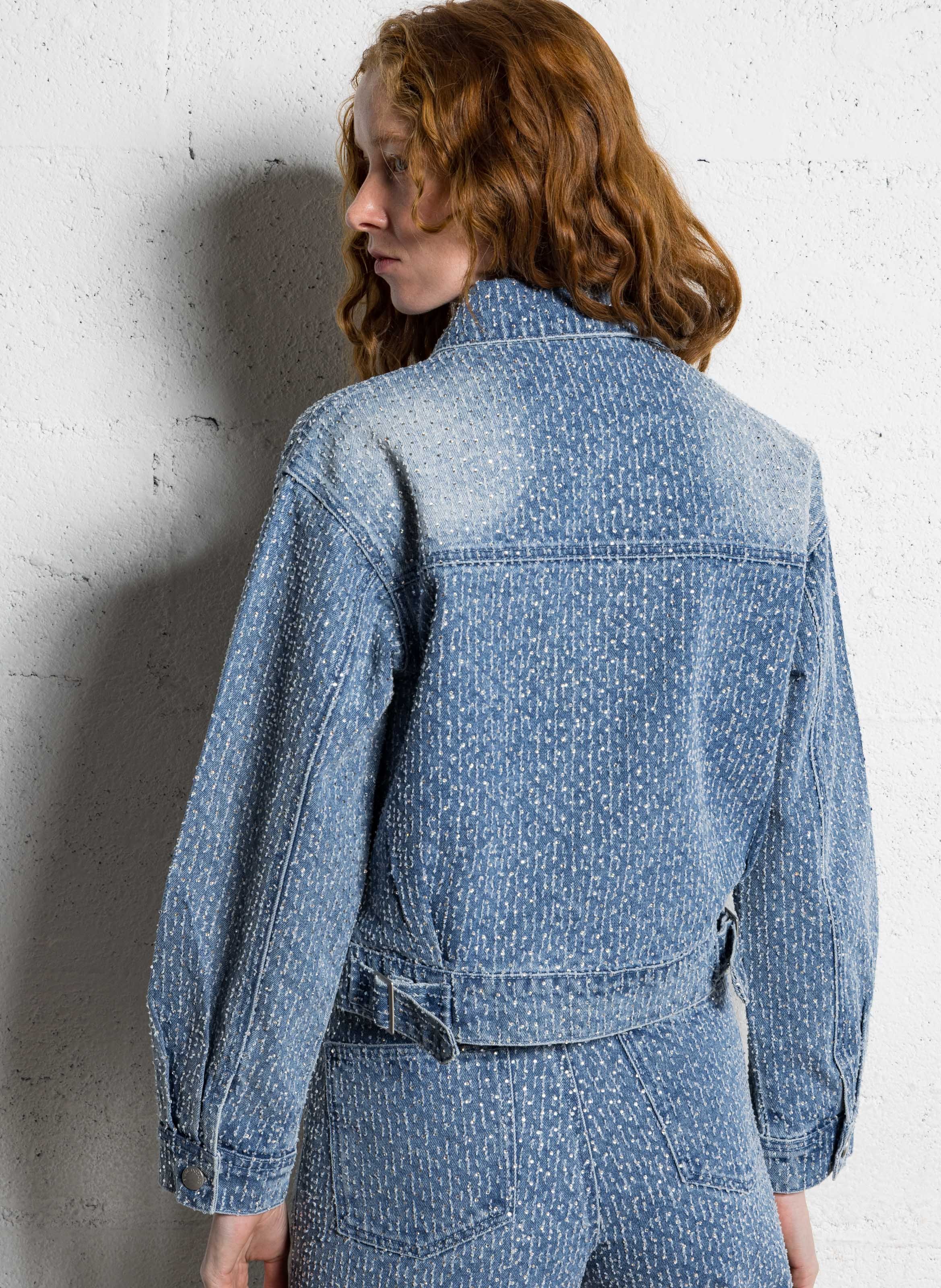 Veste en jean à strass SUNCOO Bleu