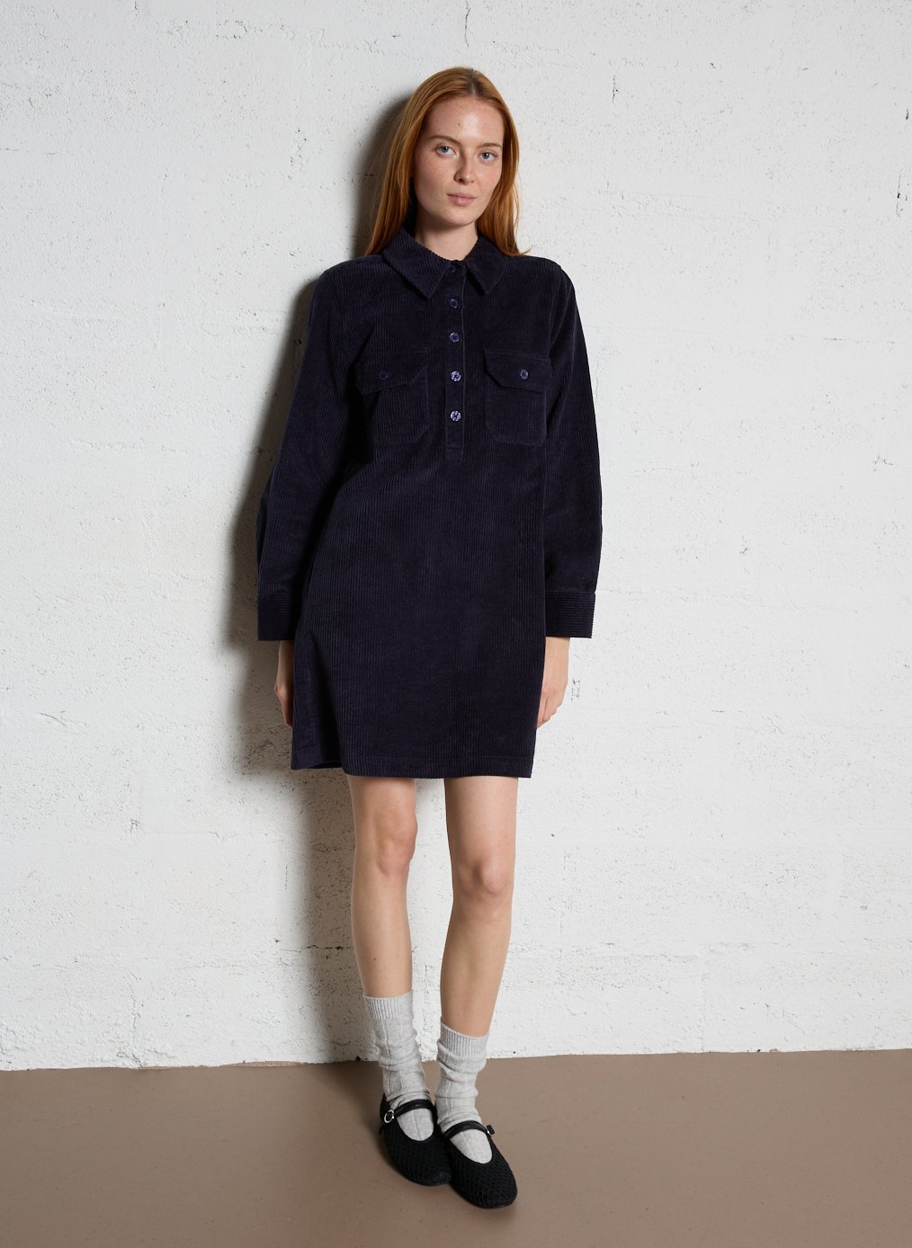 Loose-fit cotton shirt dress with classic collar PETITE MENDIGOTE