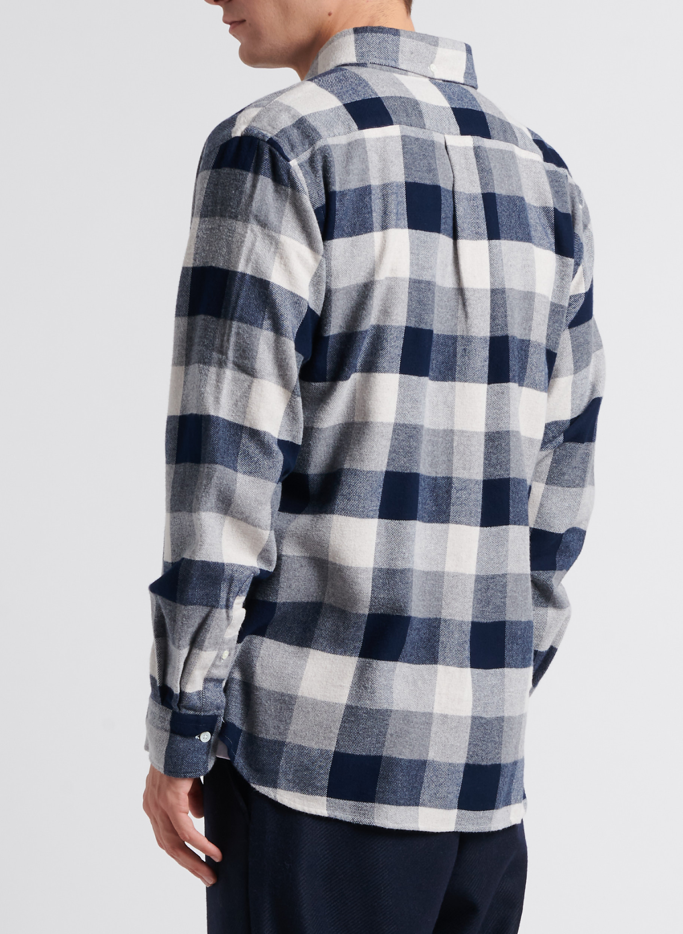 Rechte, geruite, katoenen blouse met klassieke kraag HARTFORD Blauw