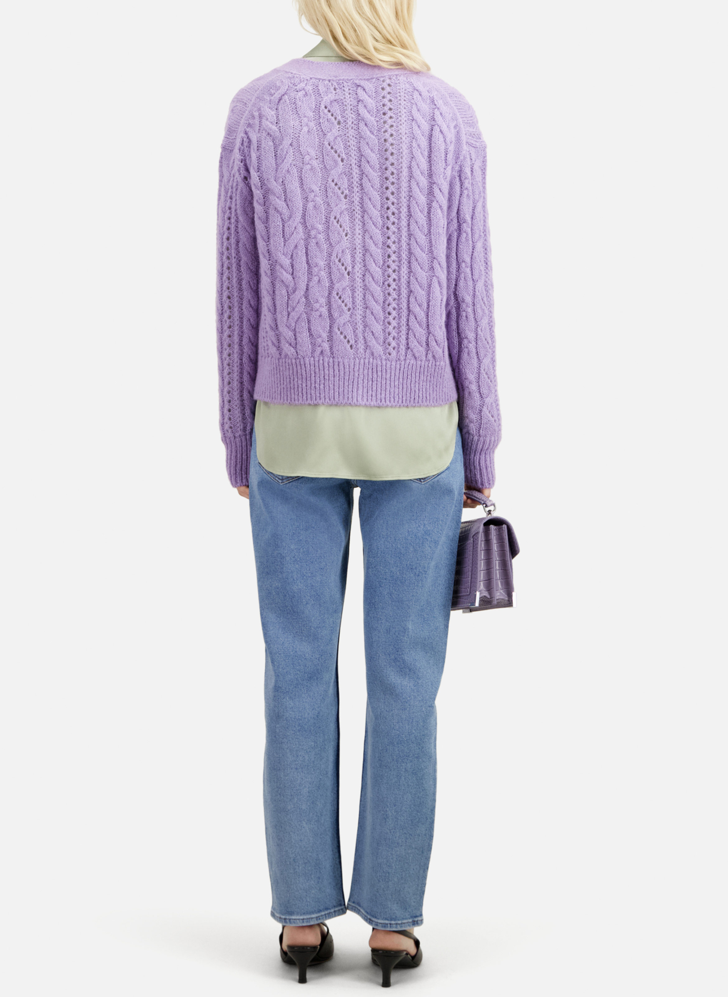 Cardigan ample encolure V en maille THE KOOPLES Violet