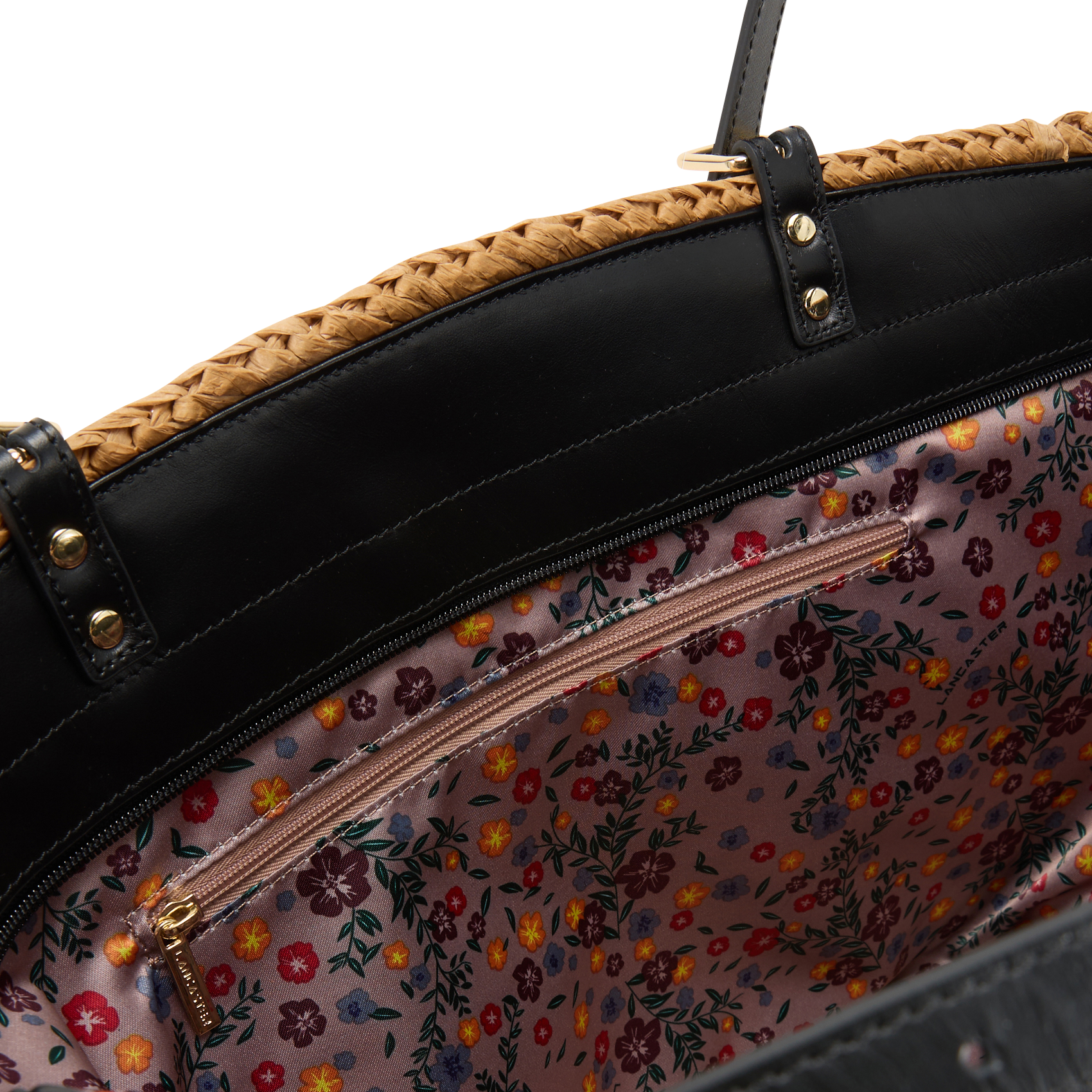 Sac cabas en paille LANCASTER PARIS Noir