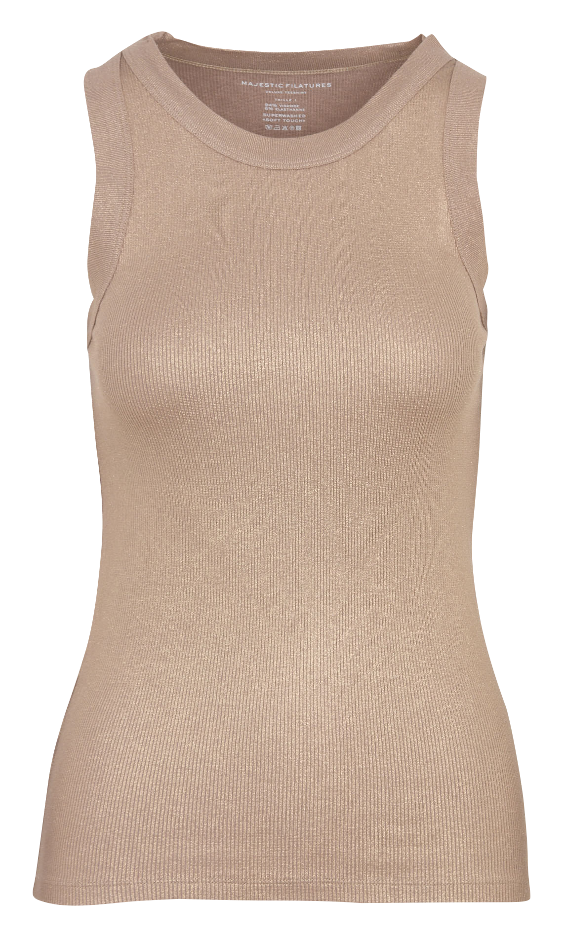 Round-neck glitter tank top MAJESTIC FILATURES Beige