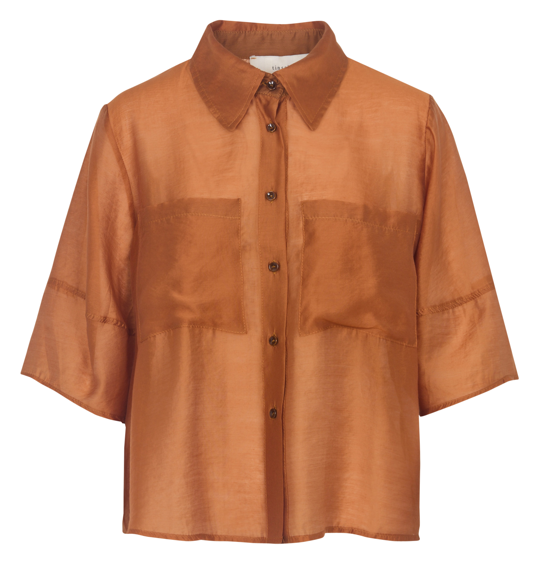 Camisa oversize con cuello clásico TINSELS Marron
