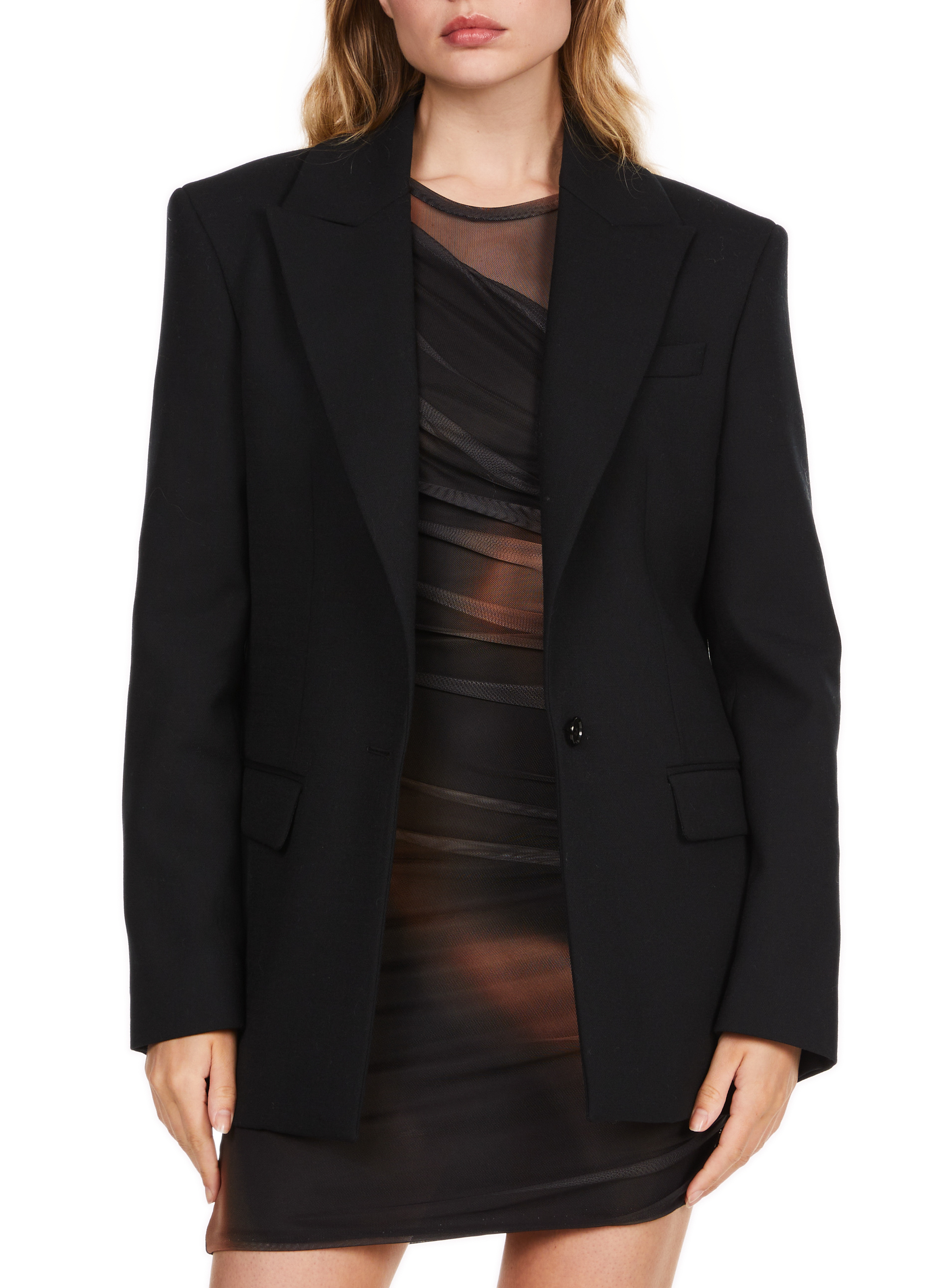 Taillierter Schulterblazer aus Wollmischung SAISON 1865 Schwarz