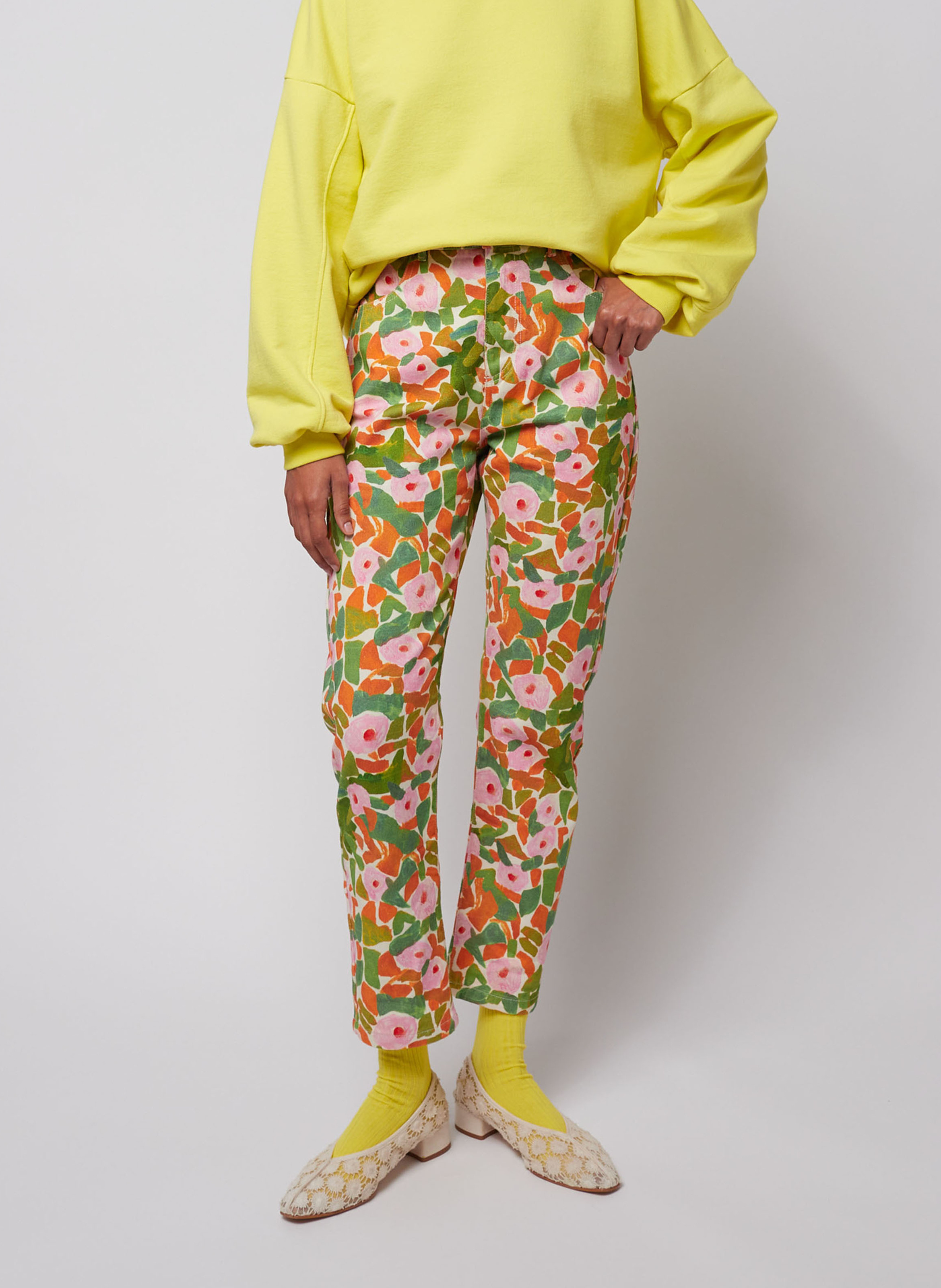 Biologische bloemenprint worteljeans van katoen BOBO CHOSES Veelkleurig