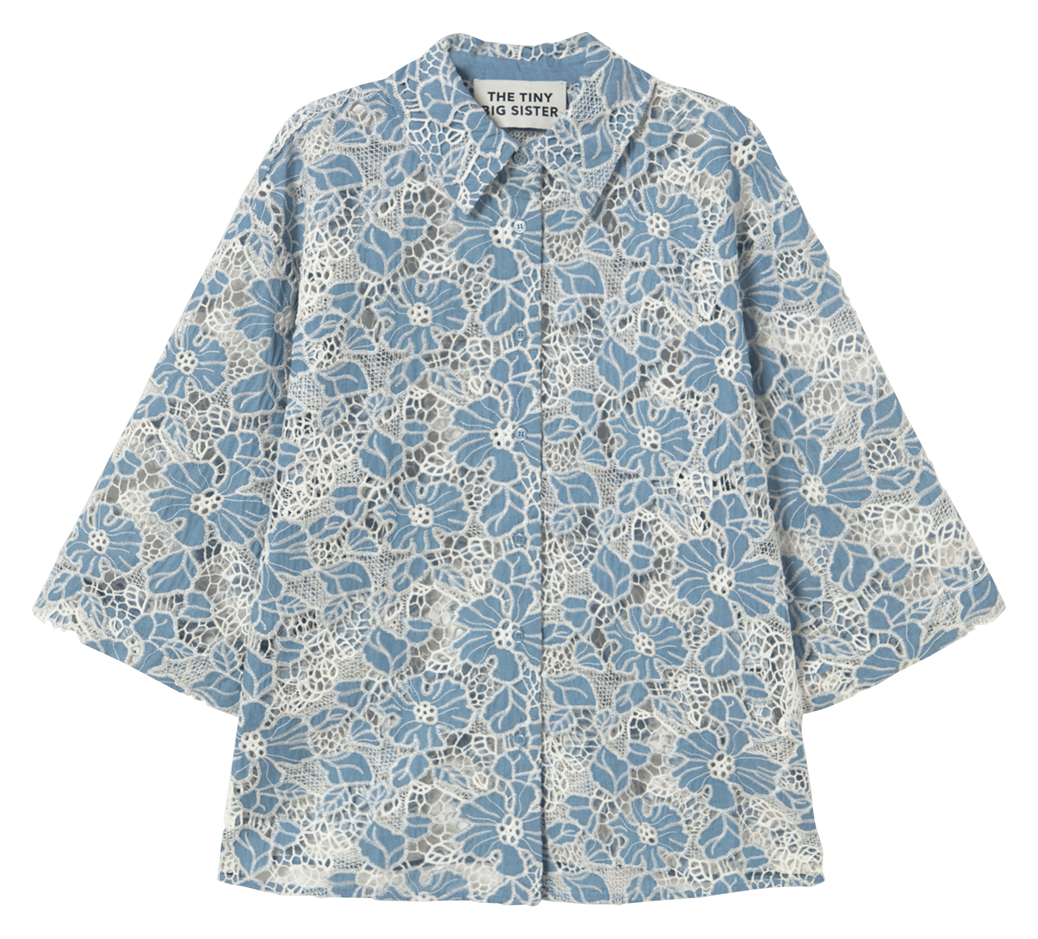 Oversized embroidered cotton blend shirt THE TINY BIG SISTER Grey