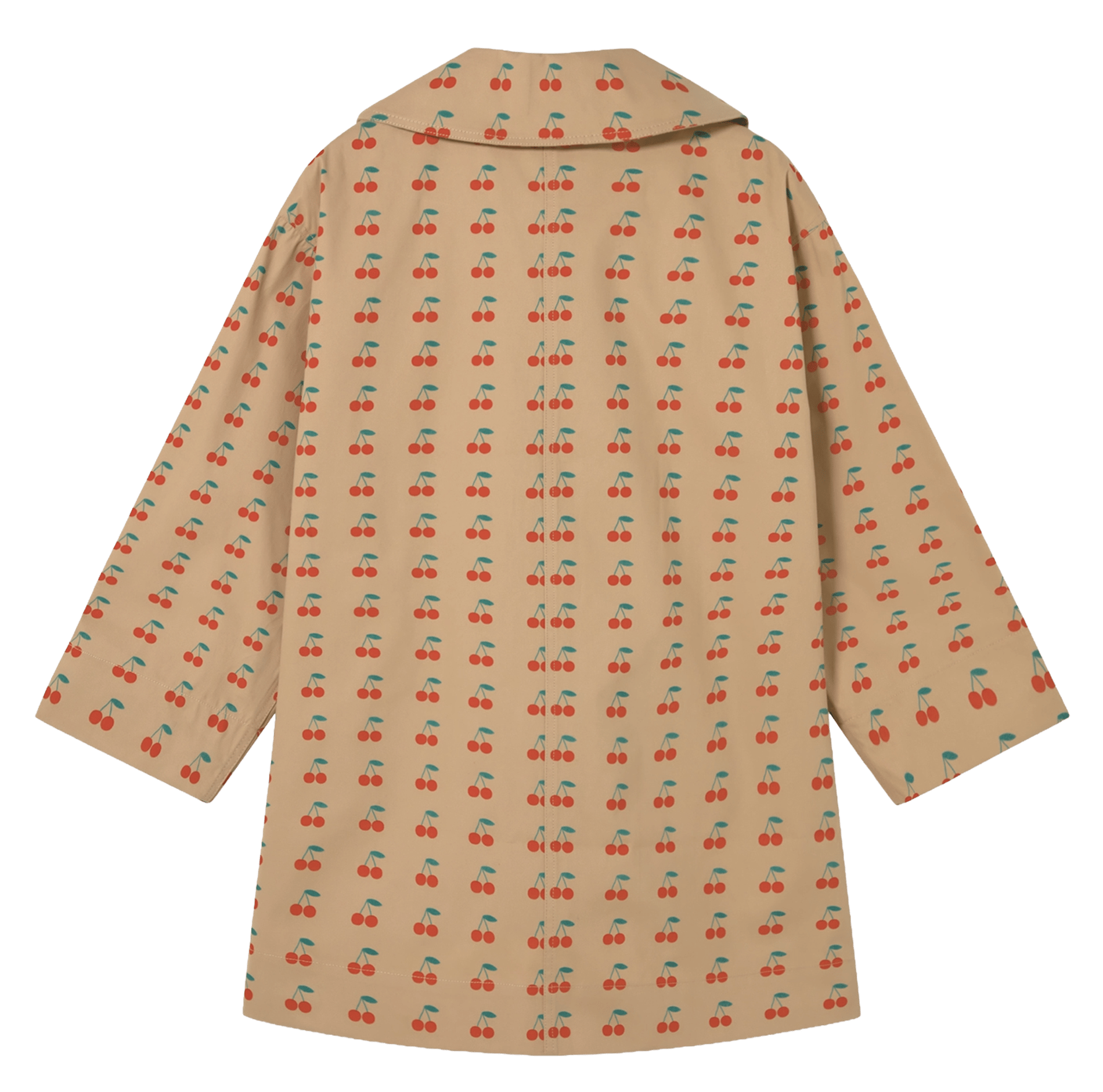 Straight jacket with classic collar in printed cotton THE TINY BIG SISTER Beige