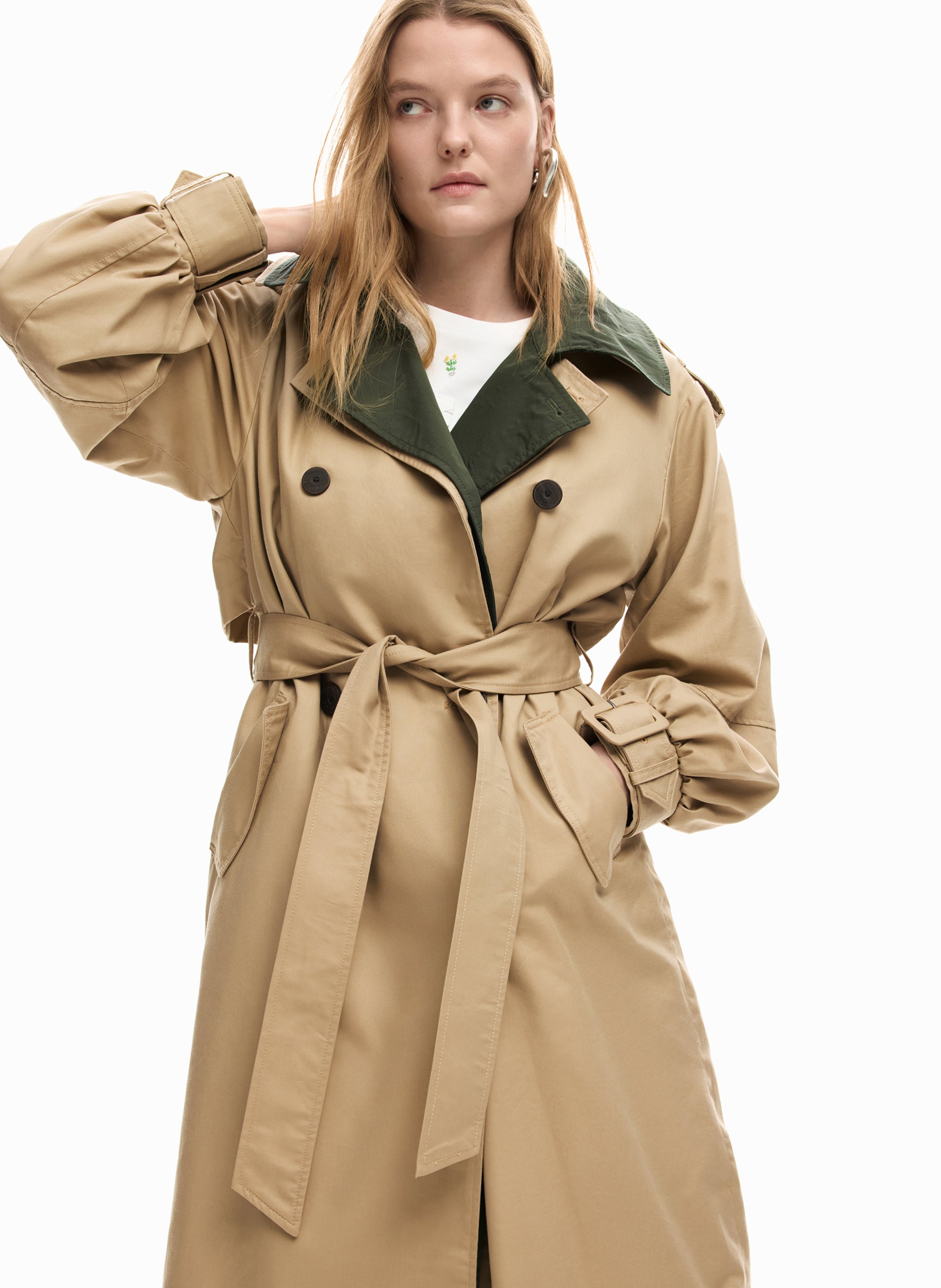 Trench col classique en coton mélangé  DESIGUAL Marron