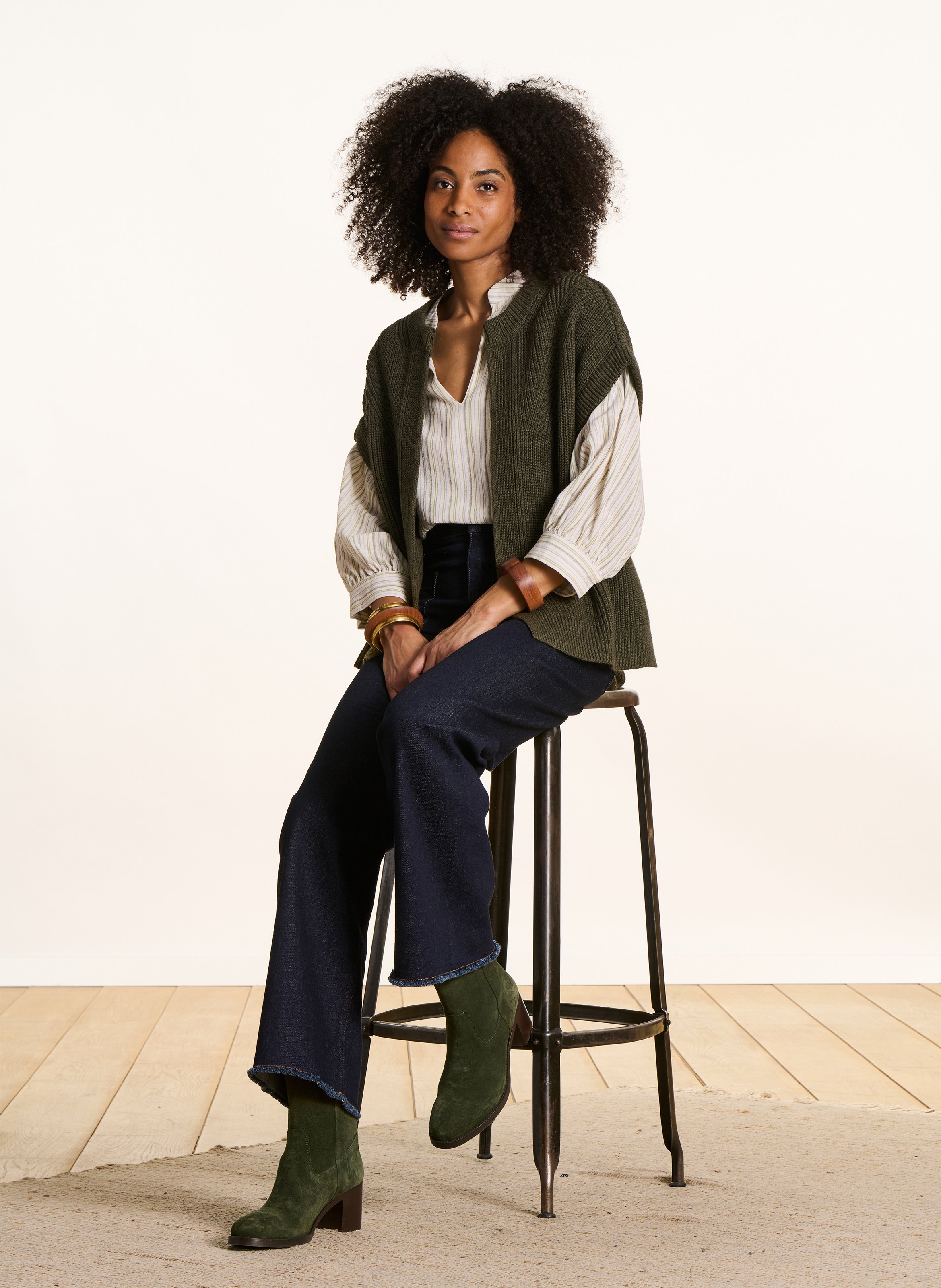 Bottines en cuir velours LA FEE MARABOUTEE Vert