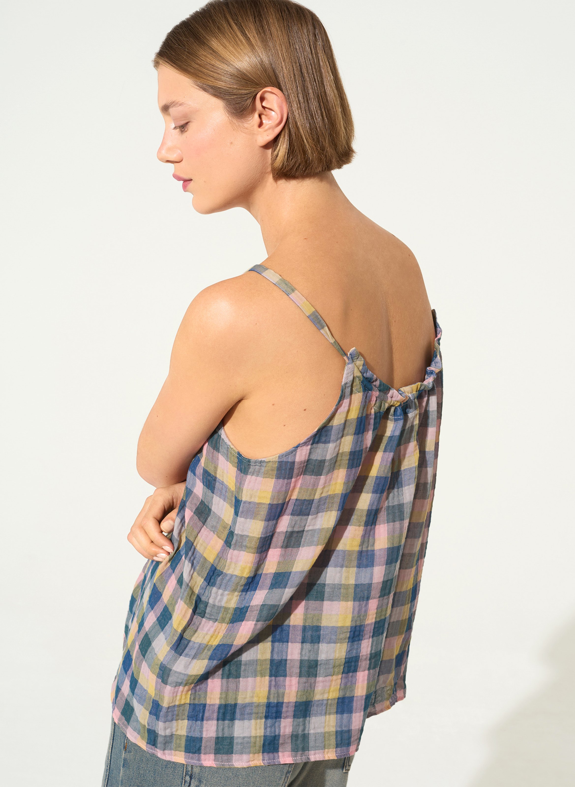 Top droit en coton imprimé COTELAC ACOTE Bleu