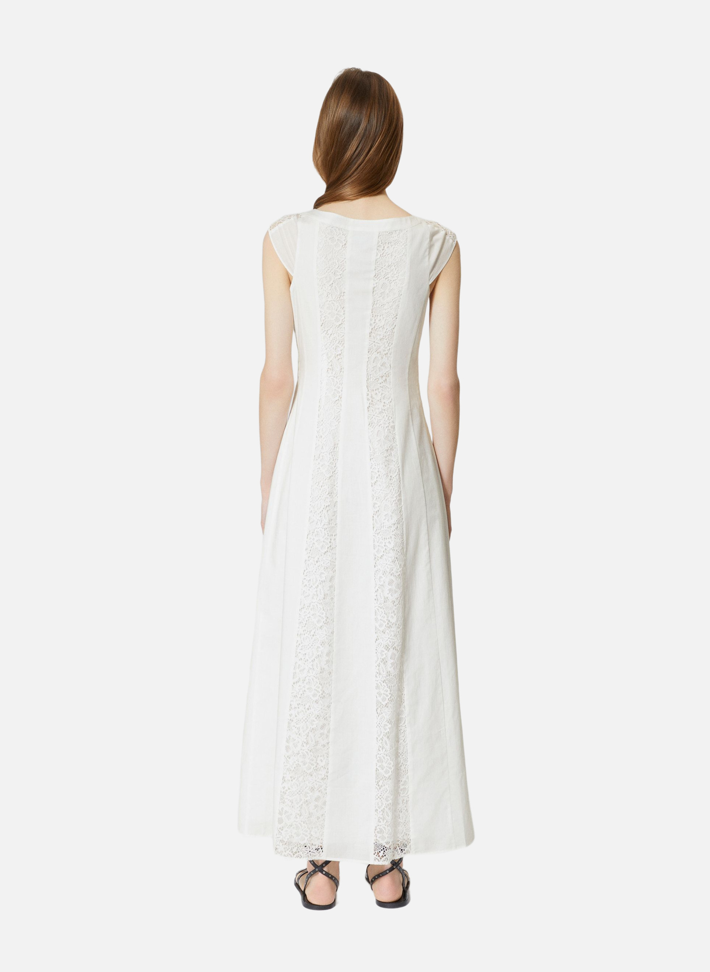Robe longue en dentelle et coton THE KOOPLES Beige